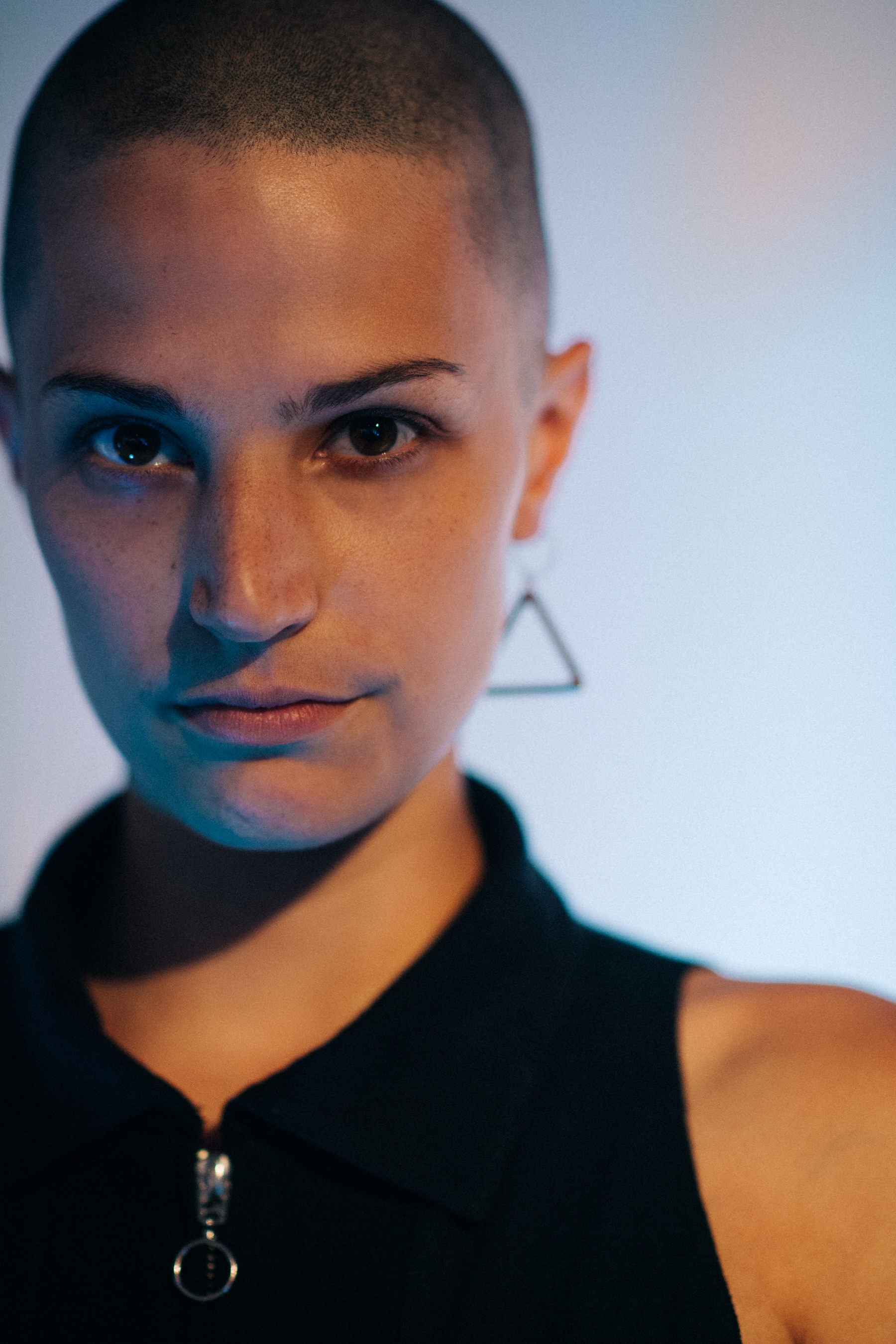 Portrait of a shaved head model