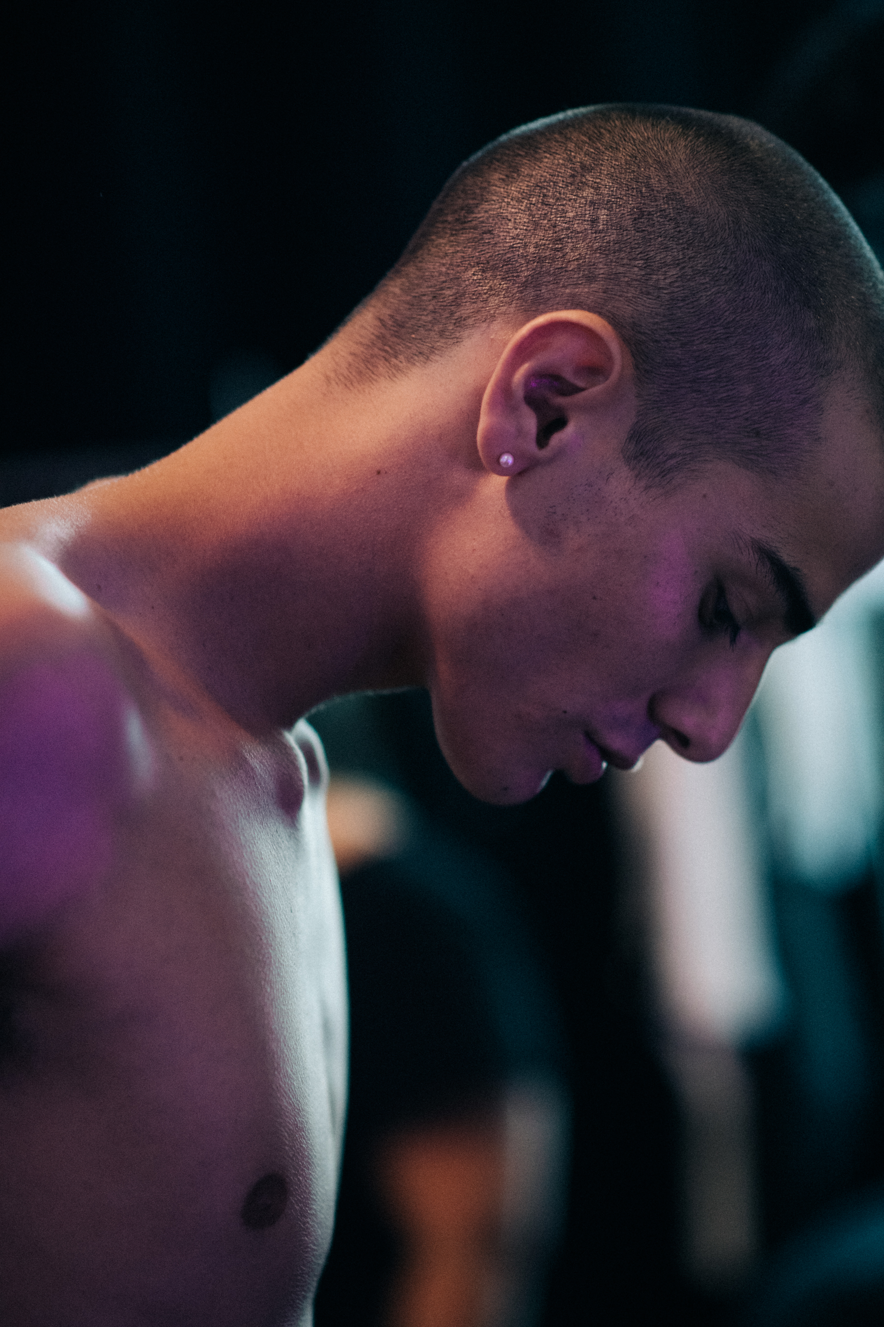 Male model with shaved head