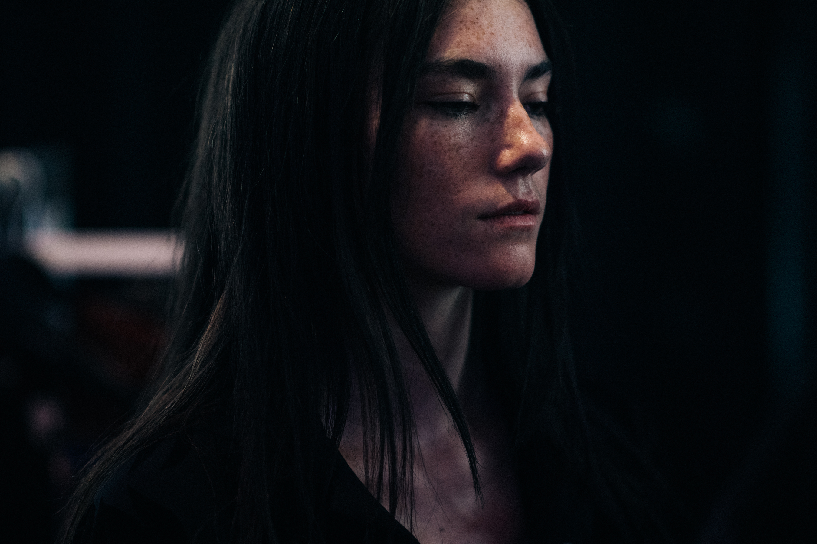 Beautiful model with freckles