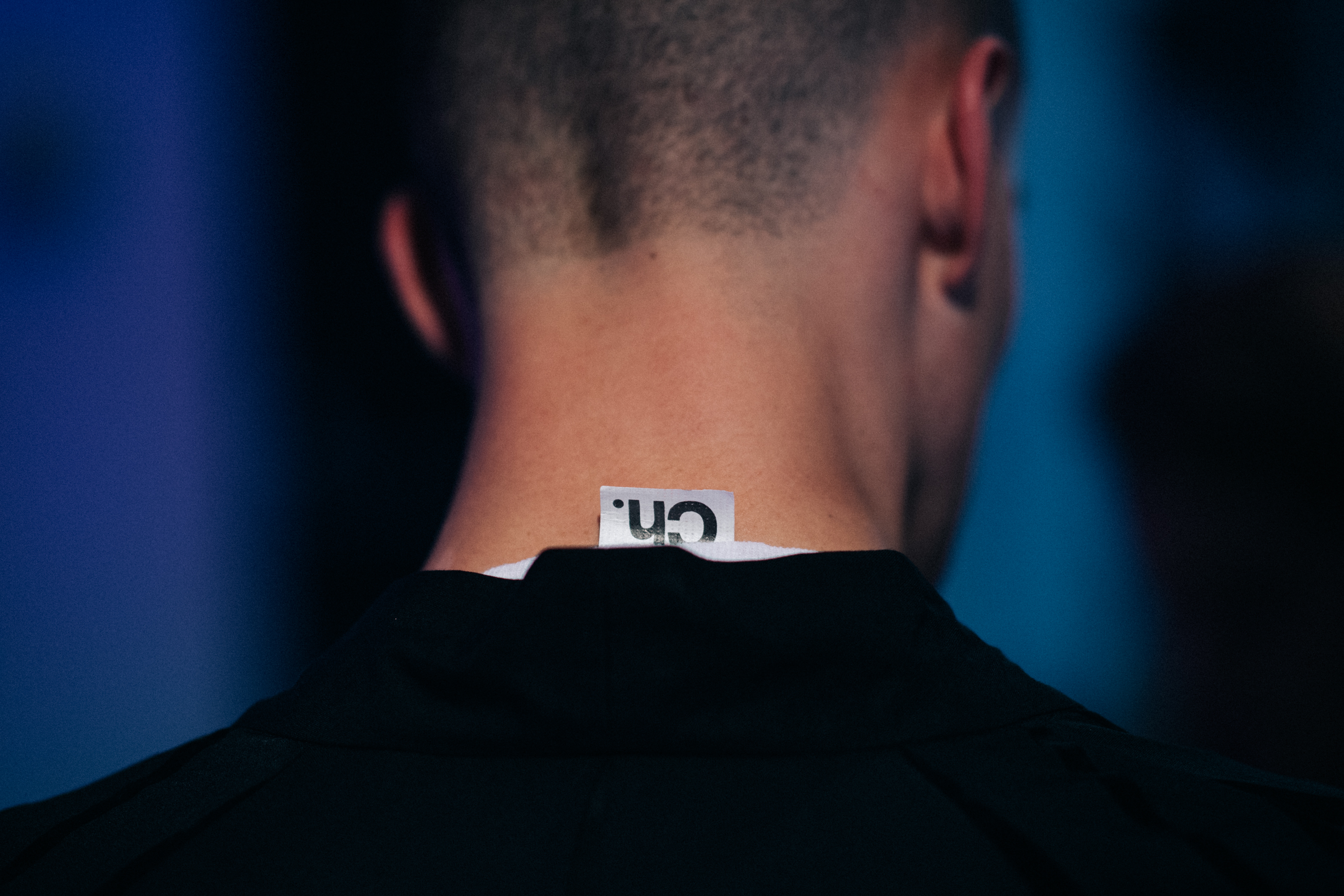 Male model with brand tag out