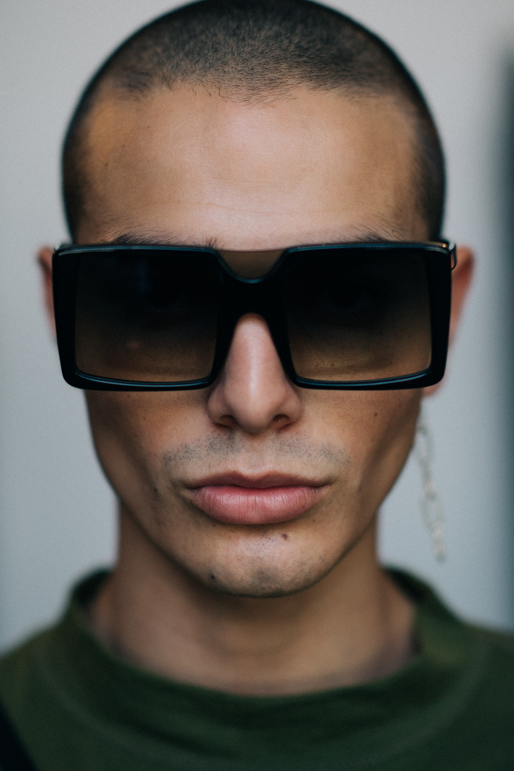 Portrait of a male model wearing glasses