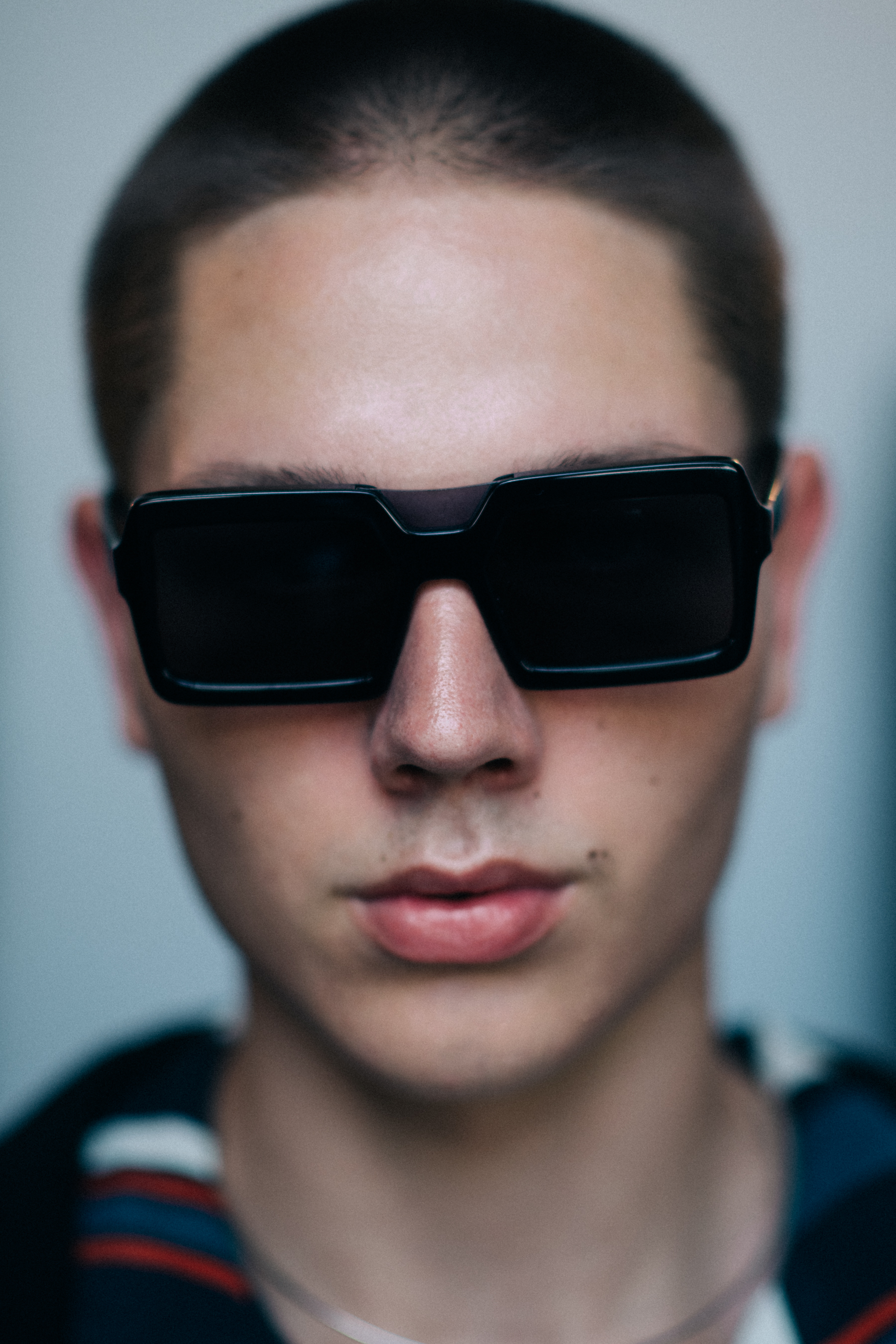 Portrait of a male model wearing glasses