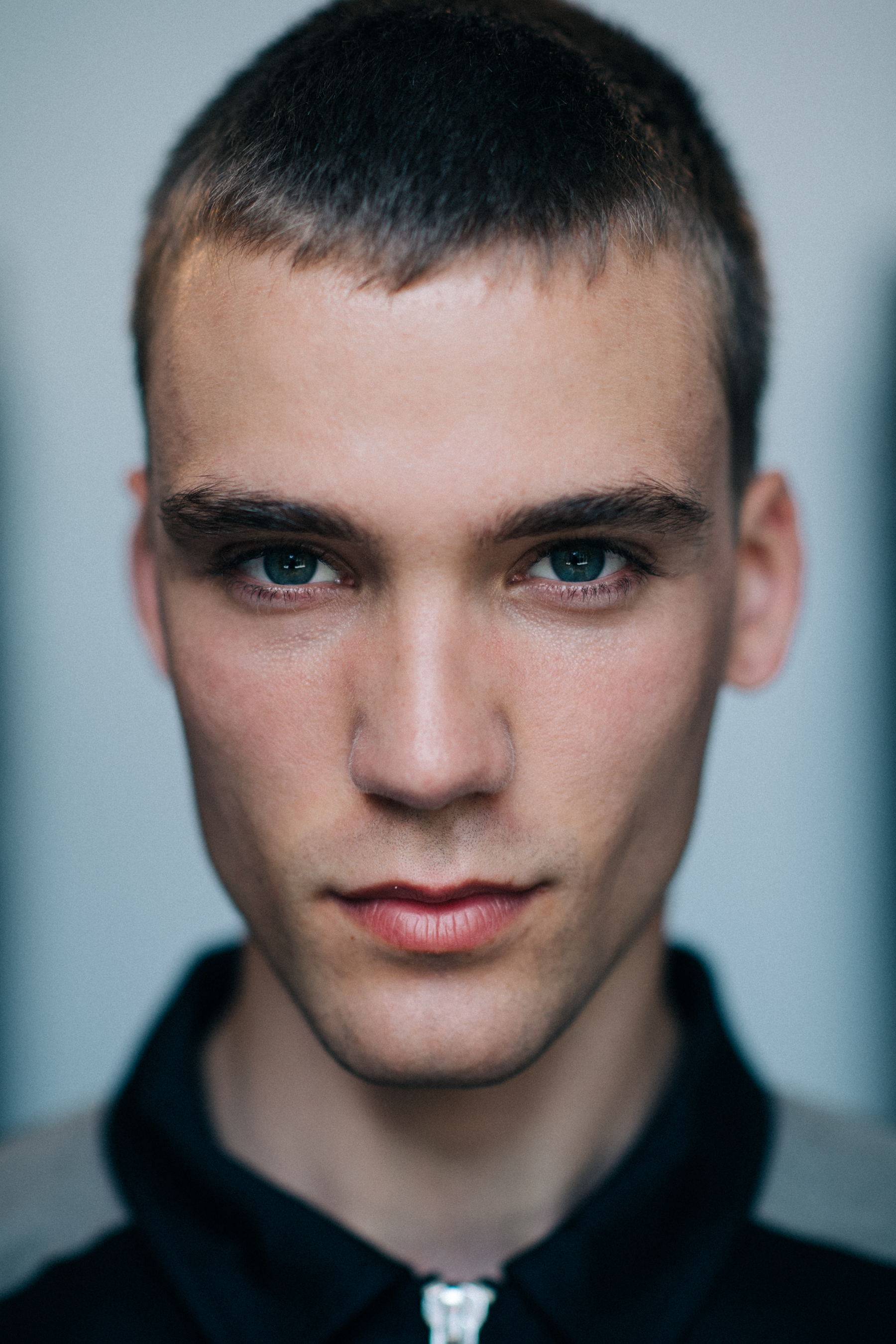 Portrait male model with long face