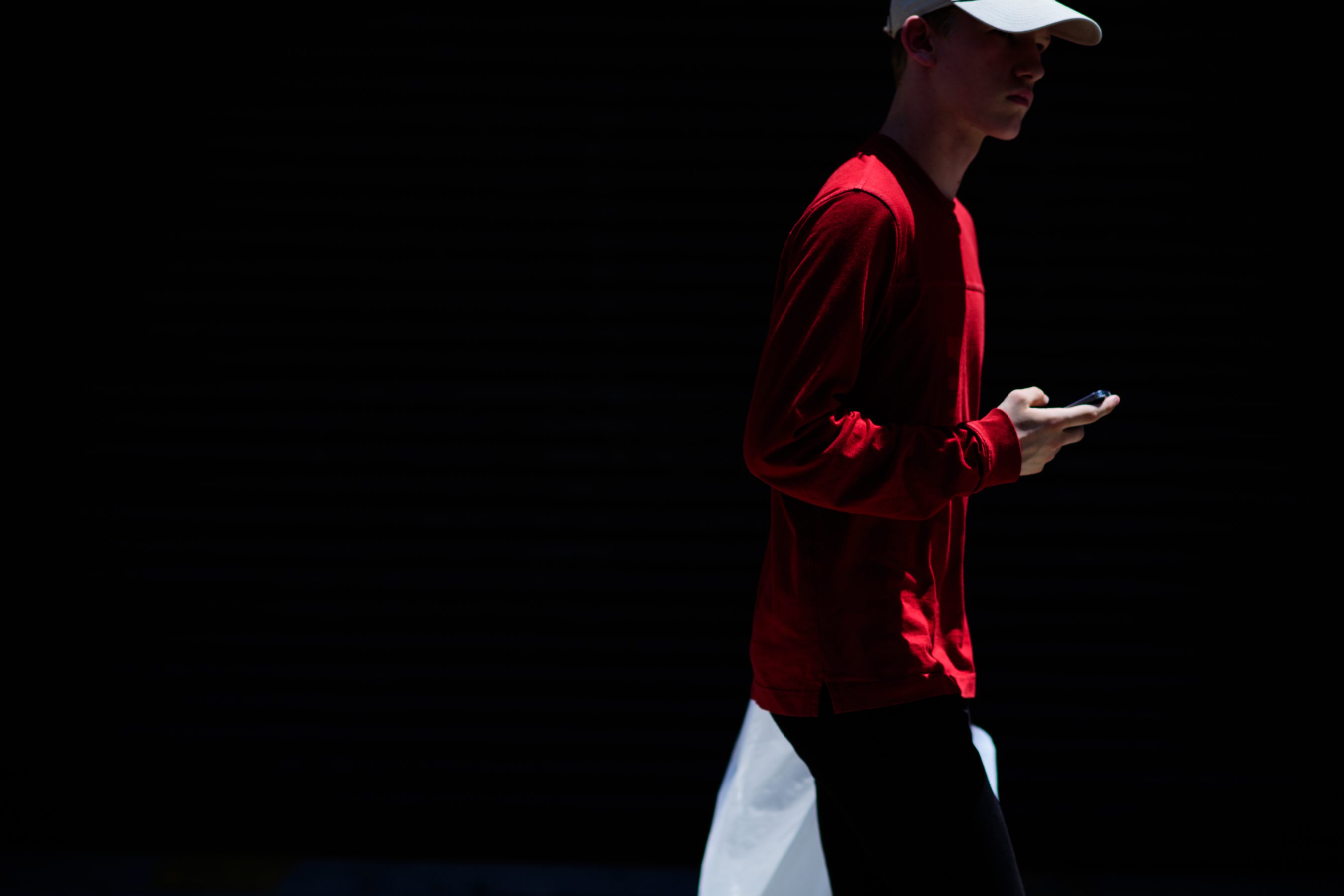 Irish male model wearing red