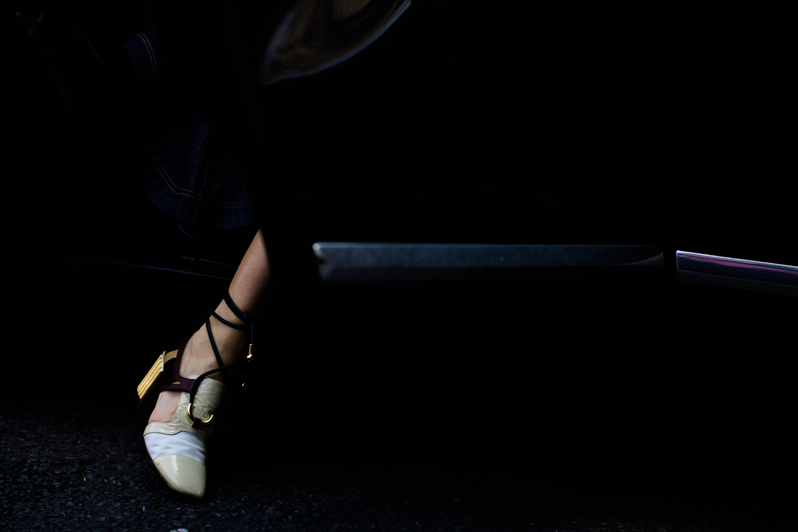 Close up of a shoe with straps