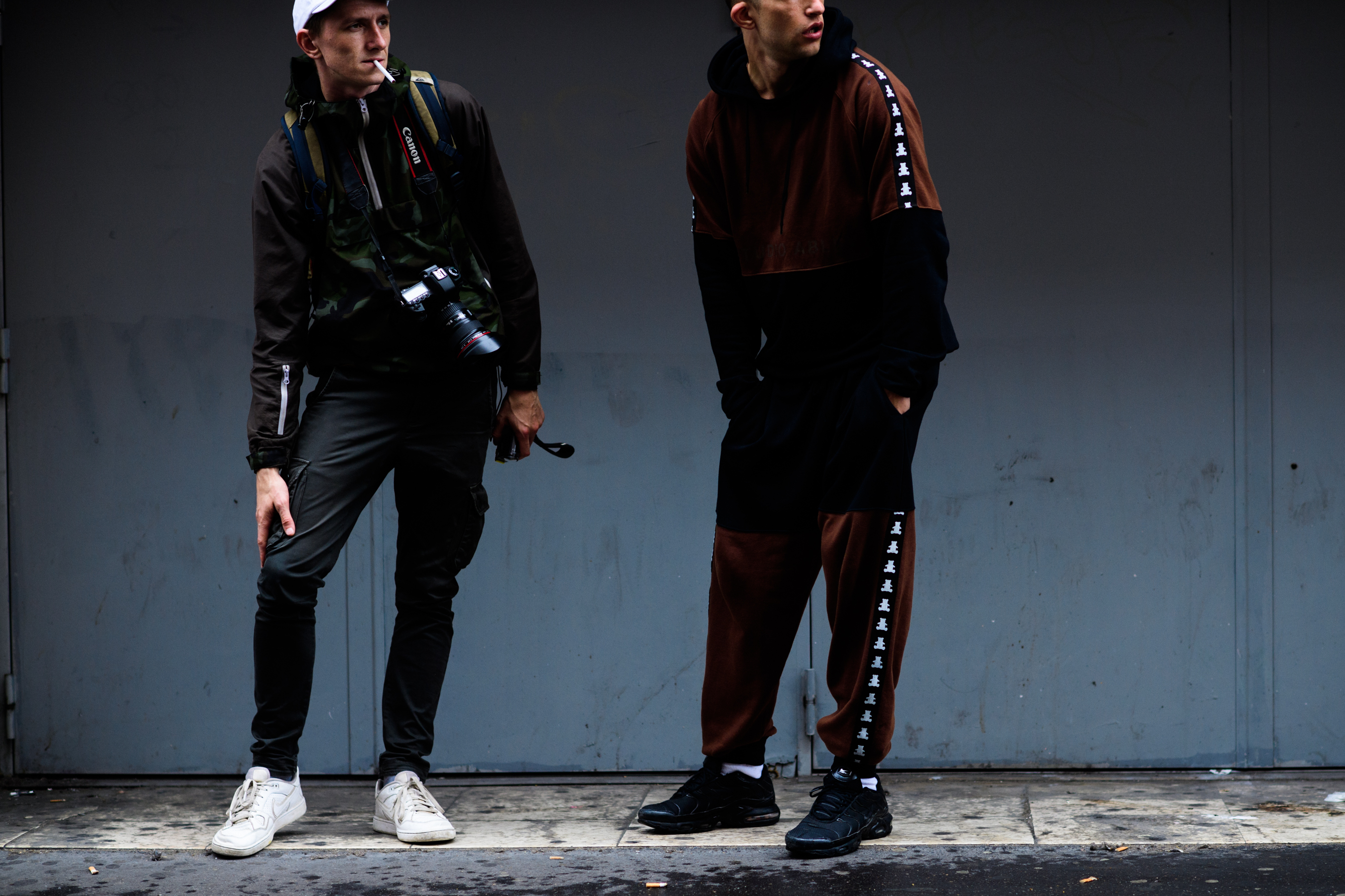 Two male models after show