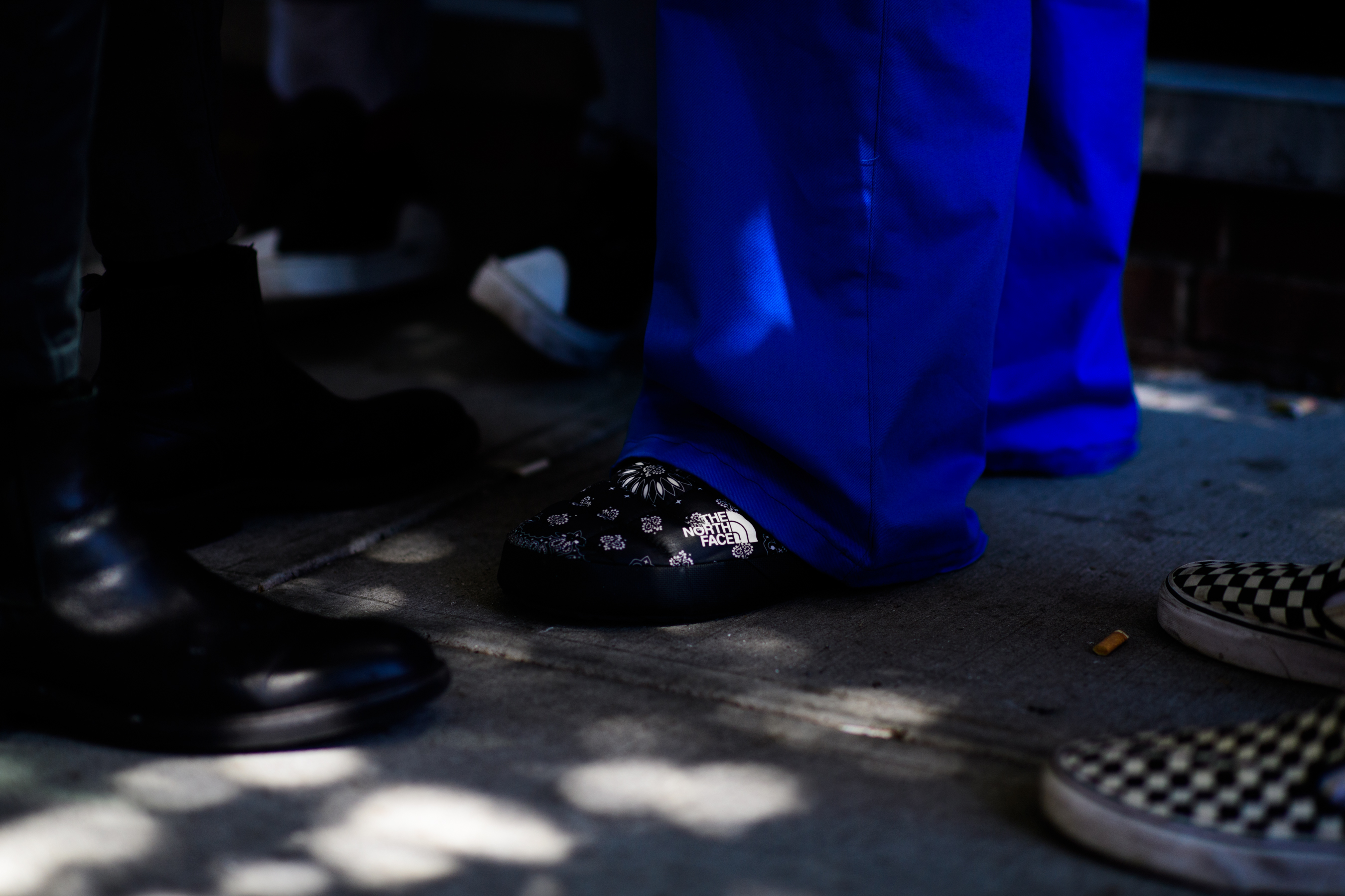 THe North Face sleepers and blue pants