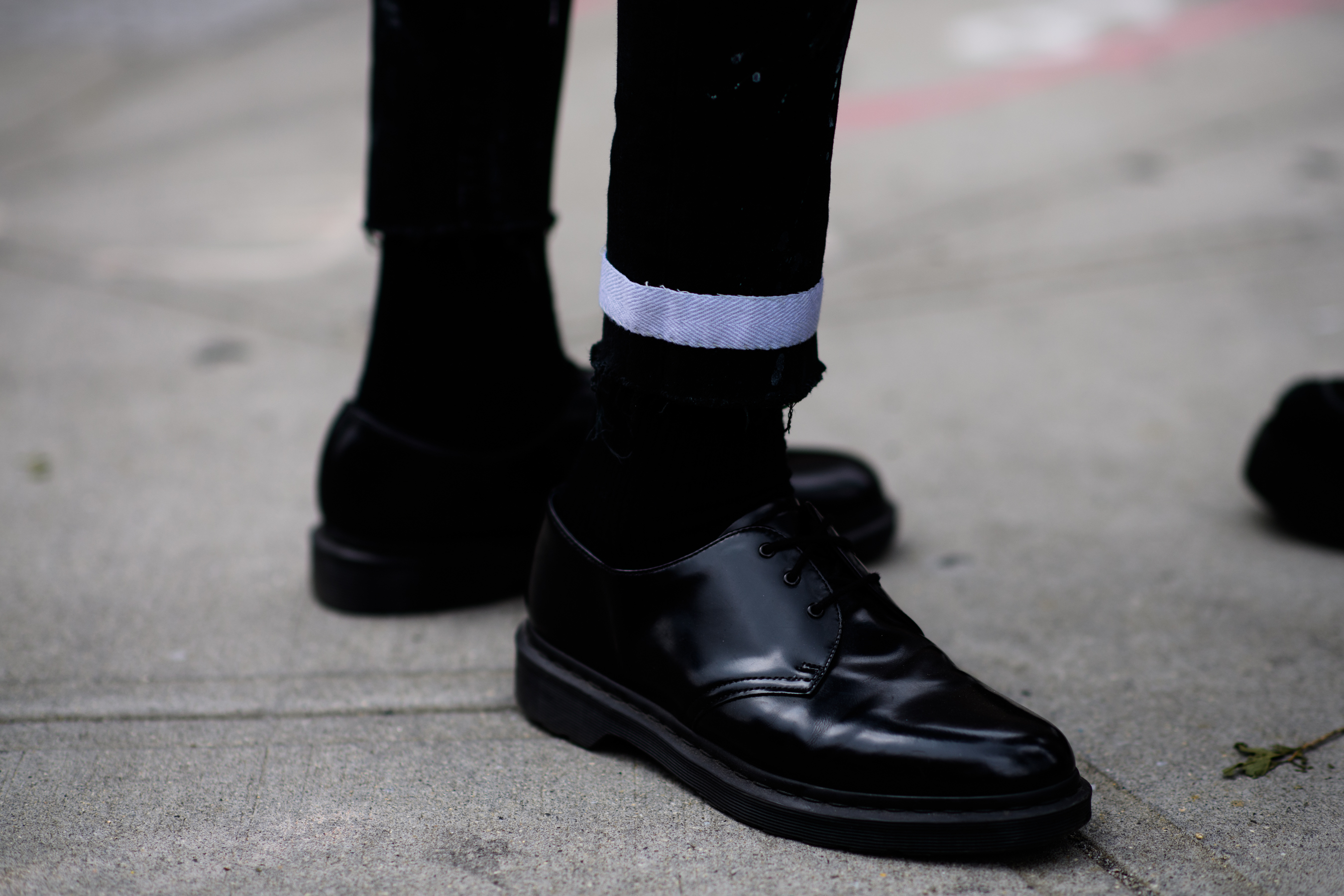 Close up of brogues and cropped pants