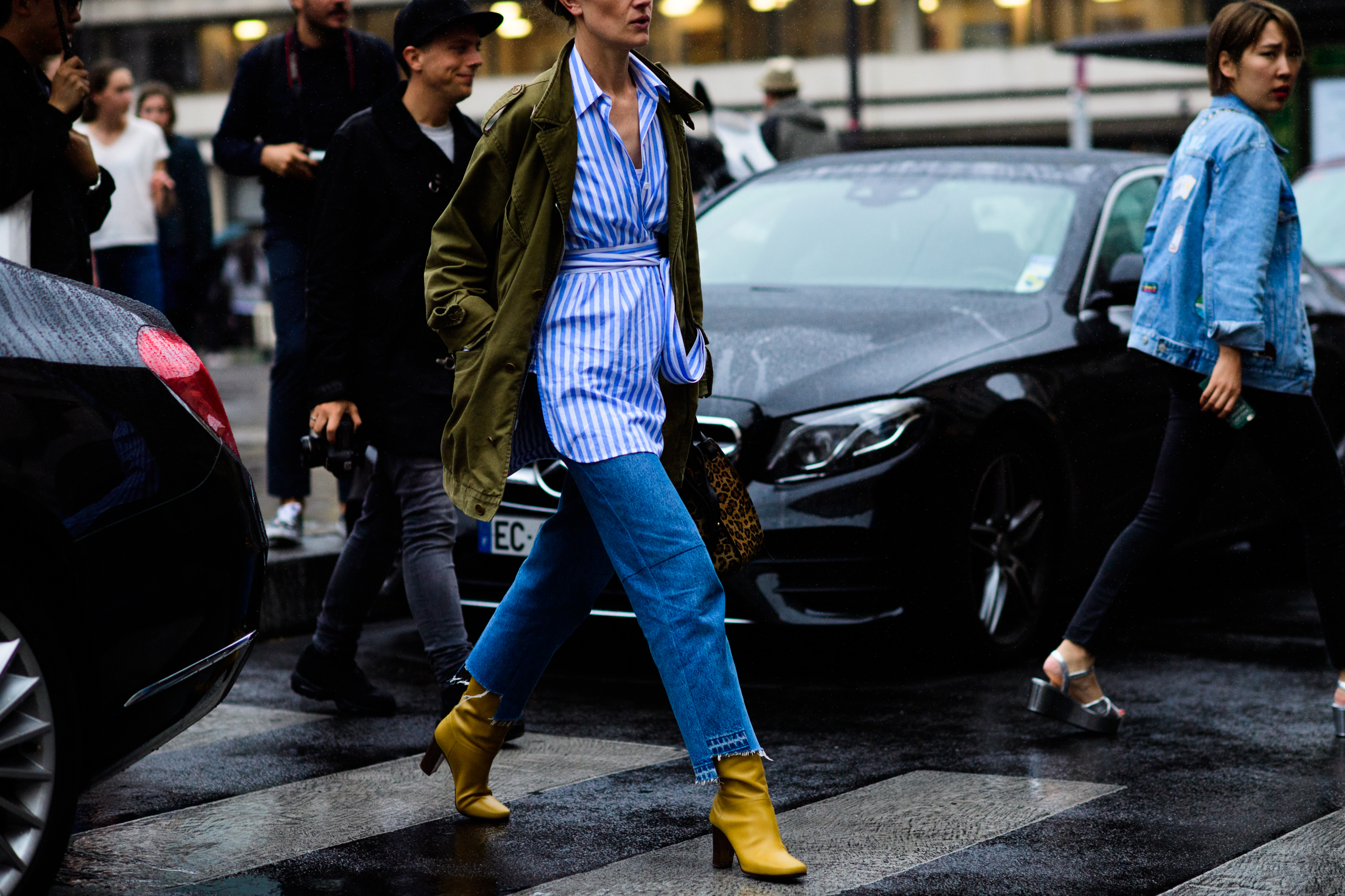 Woman in bright yellow shoes