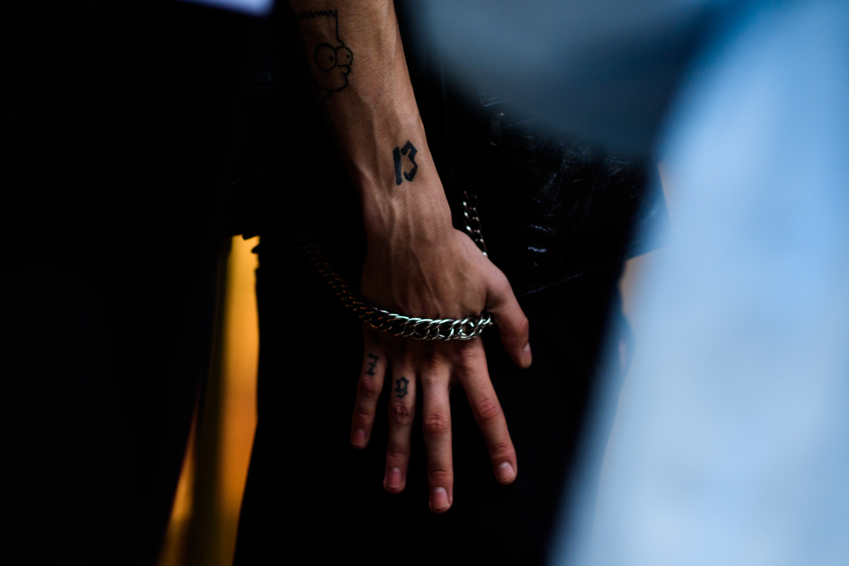 Tattooed hand of male model