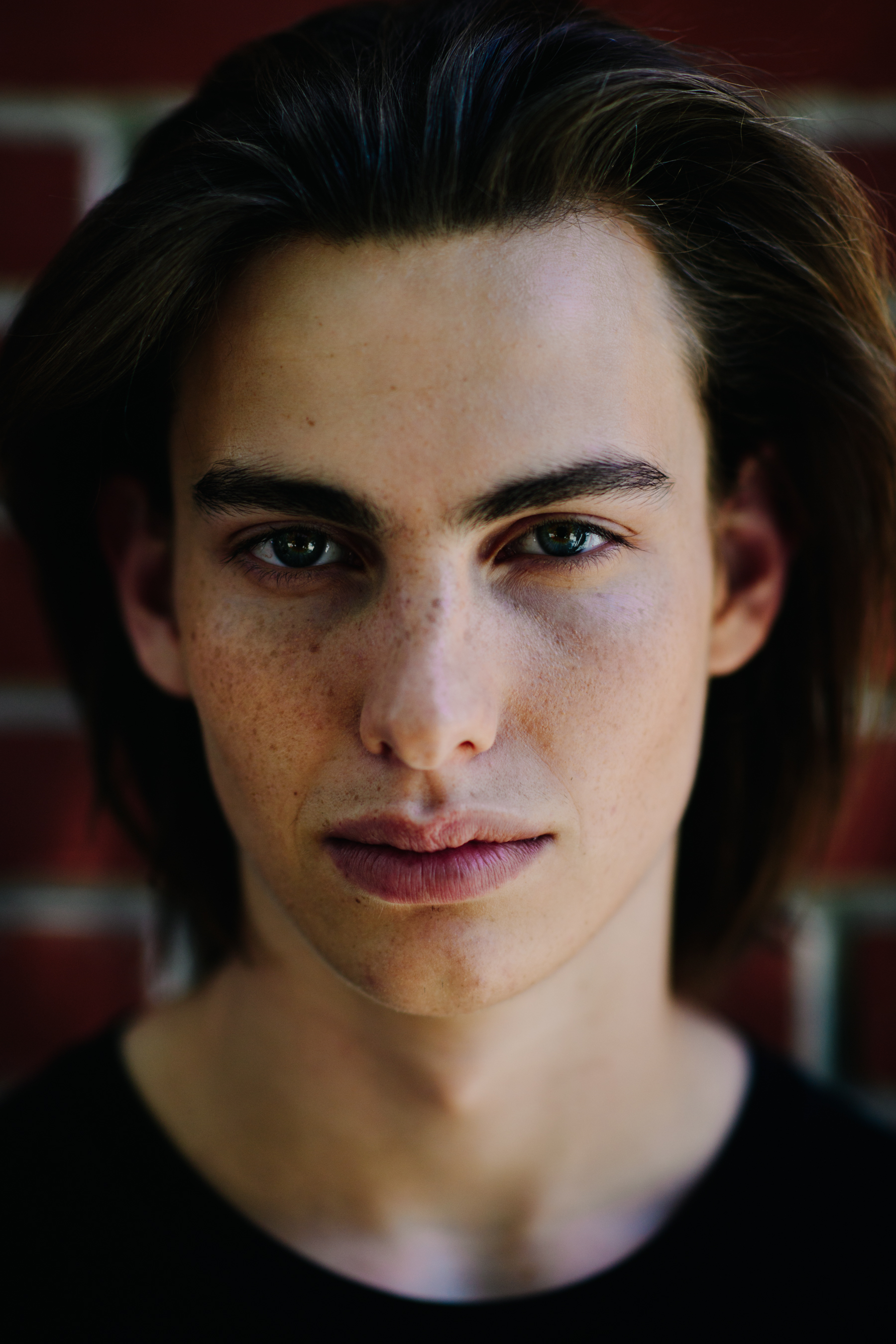 Portrait of American male model beautiful face