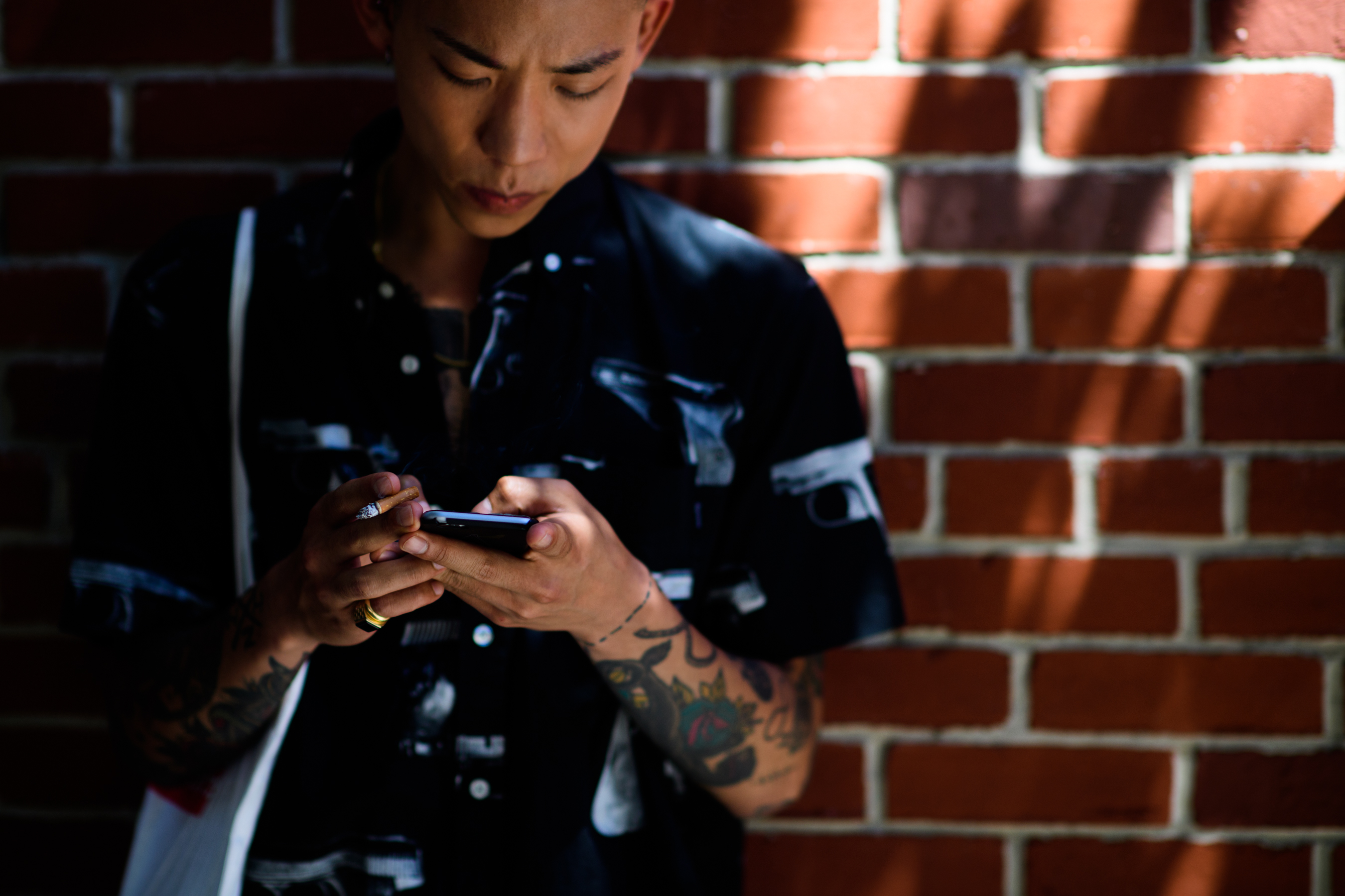 Korean male model with tattoos