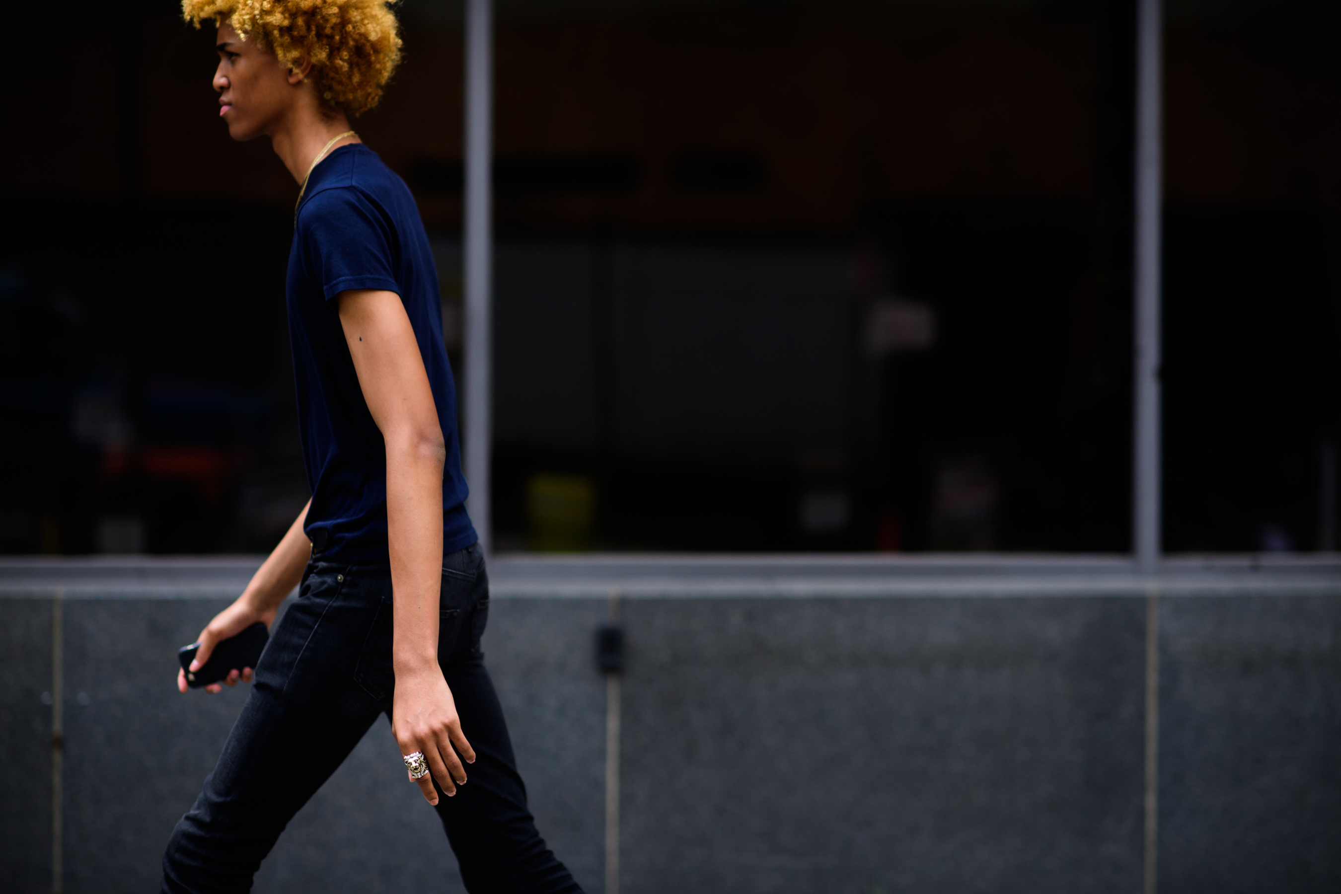 Male model wearing ring after the show