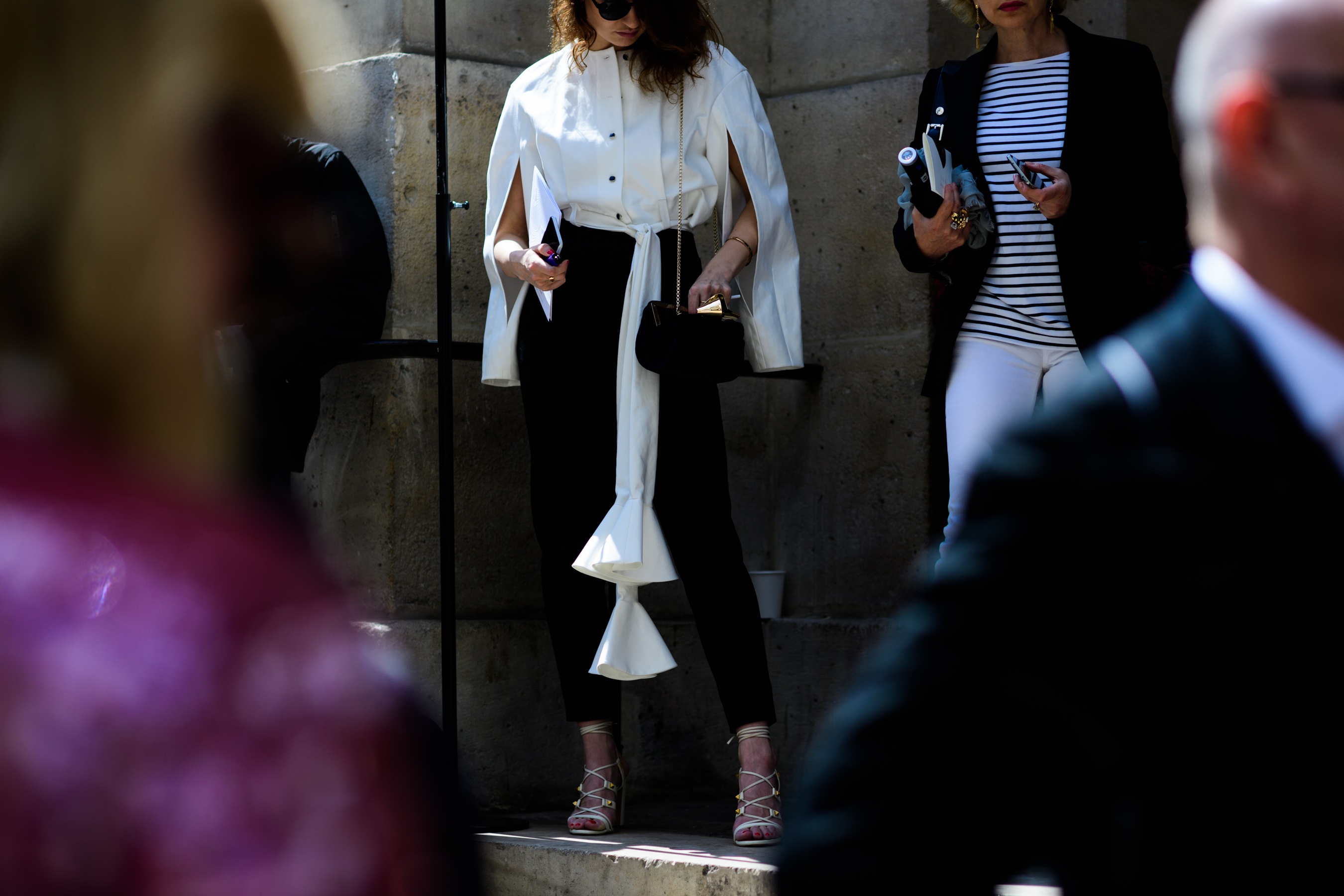 Woman wearing black trousers