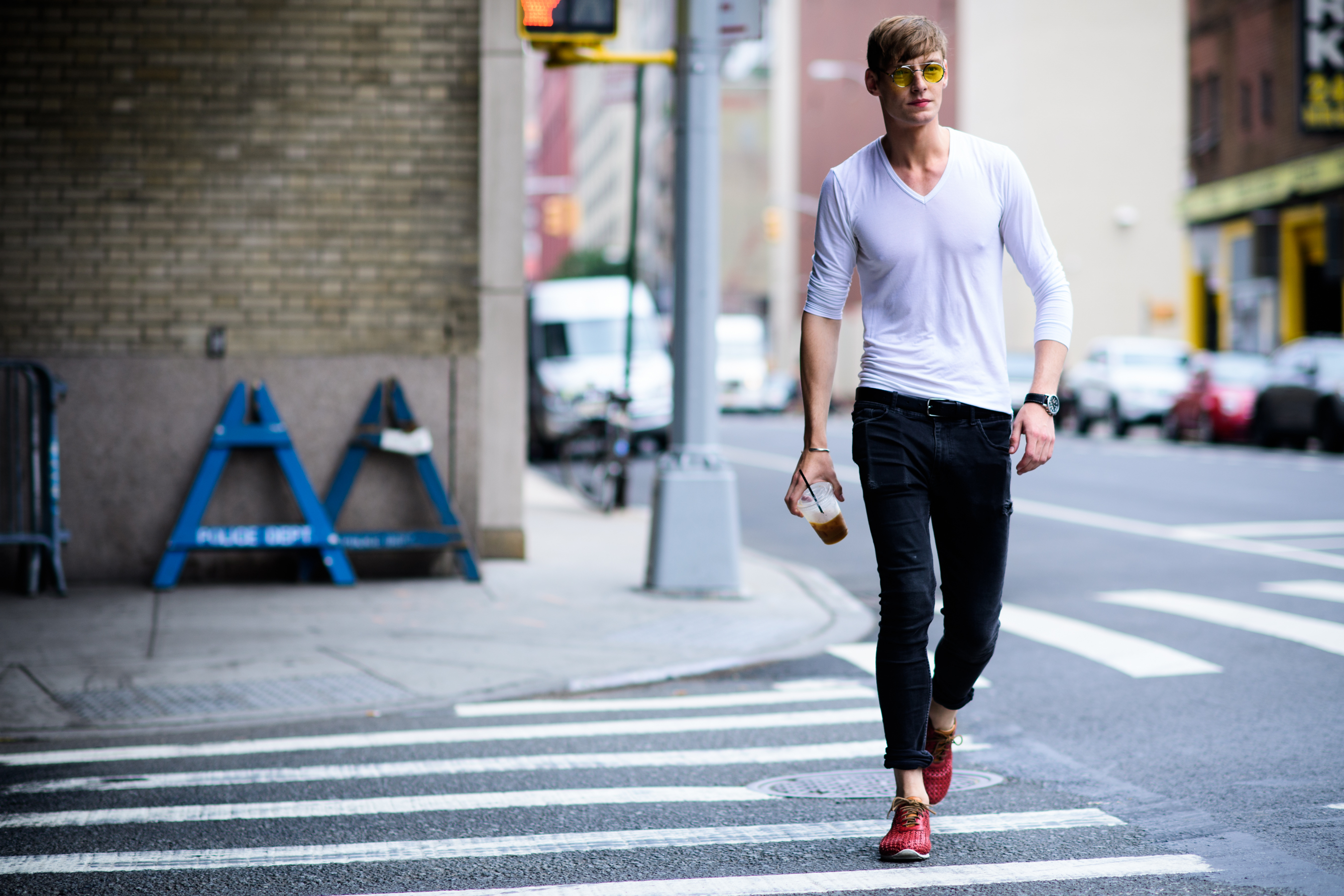 Romanian male model wearing white shirt