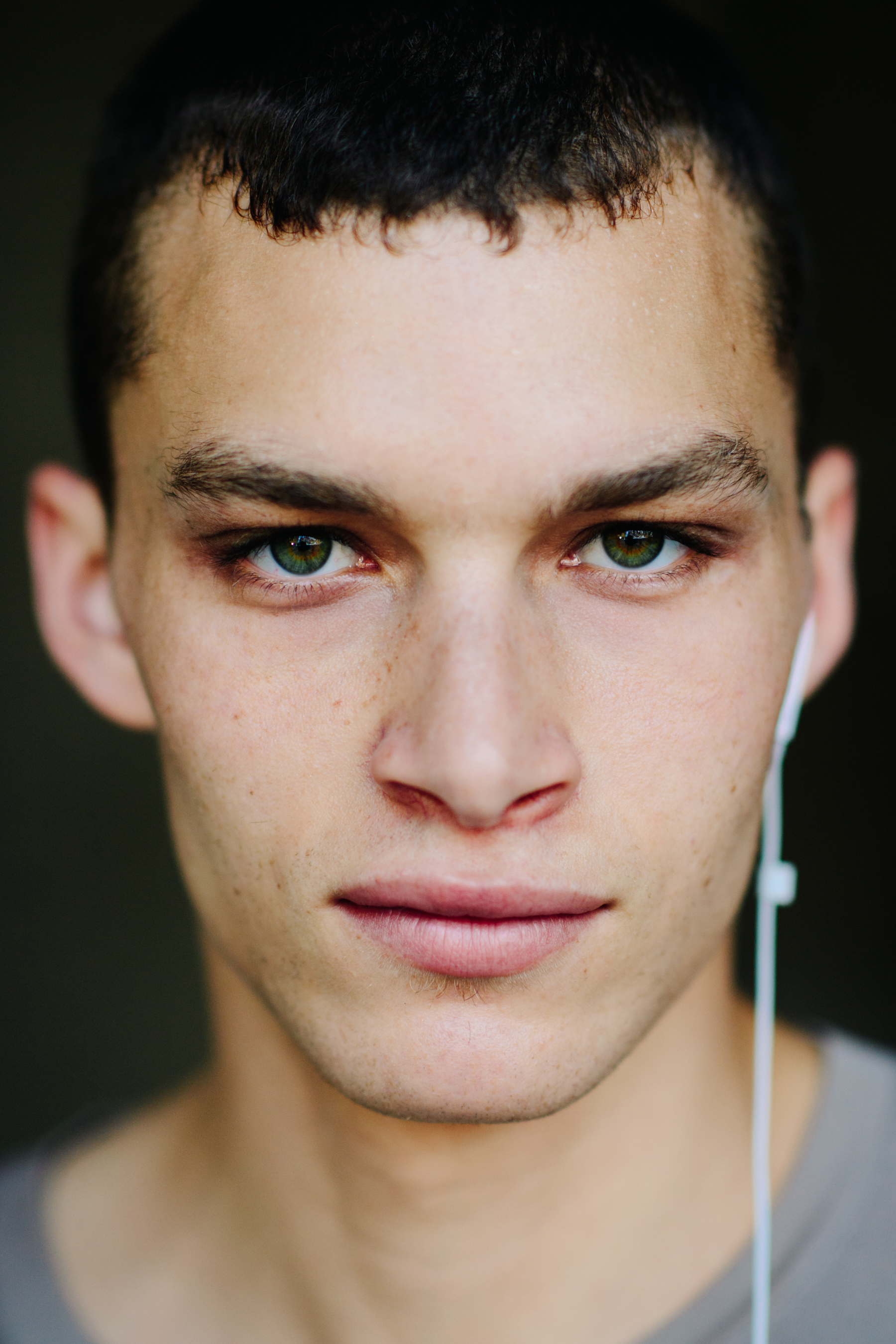 Portrait of male model with green eyes