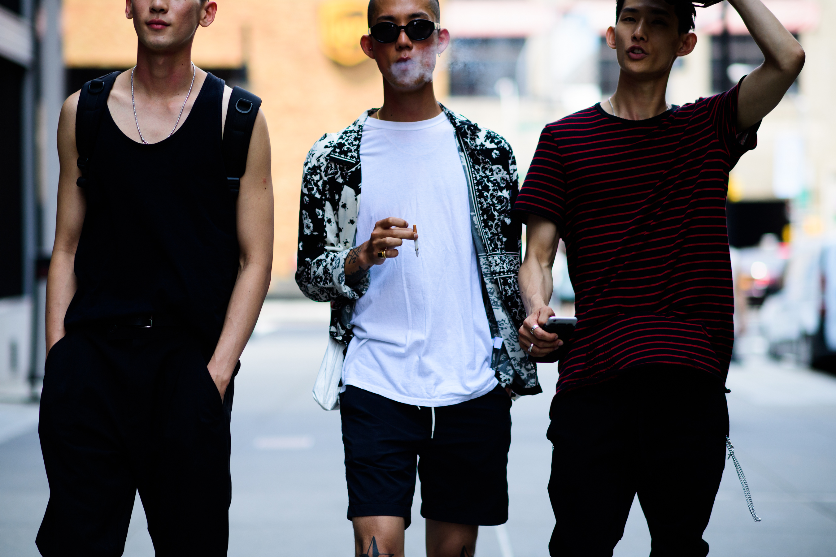 Three Korean male models after show