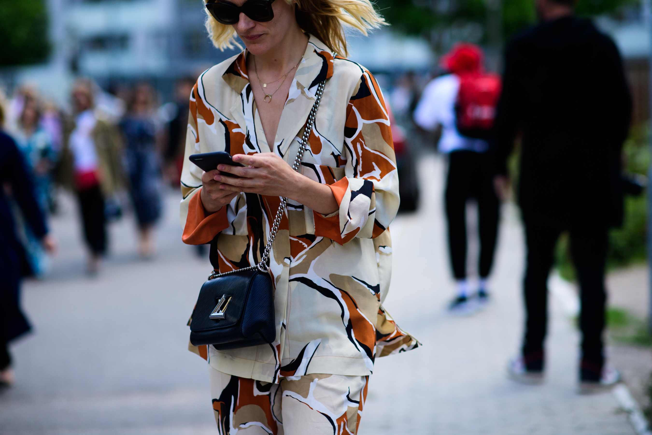 Woman wearing printed outfit