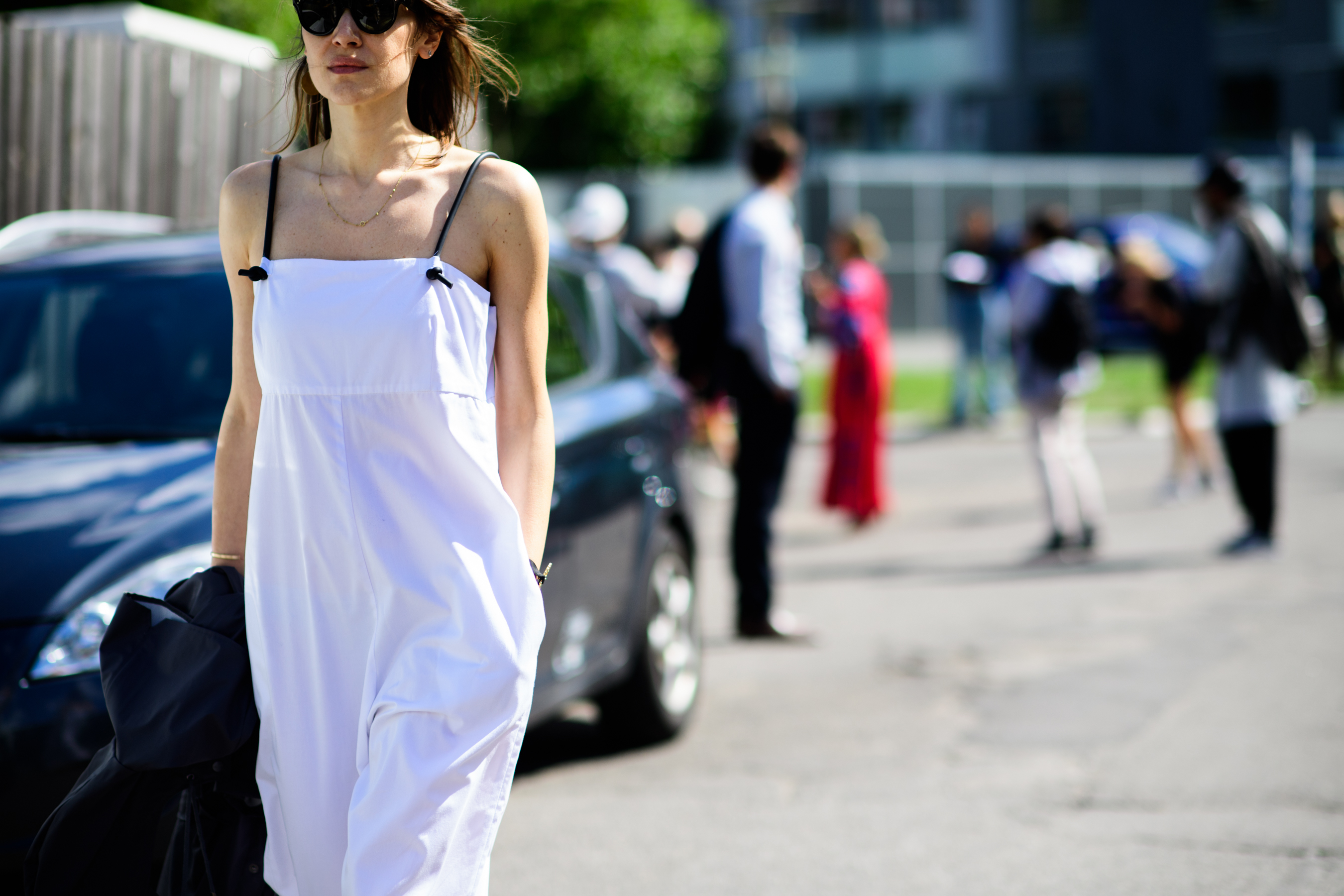 Woman wearing white dress