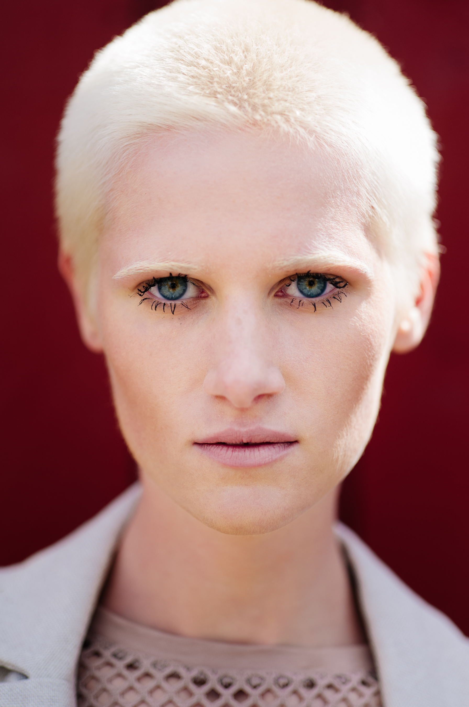 Portrait of model with short hair