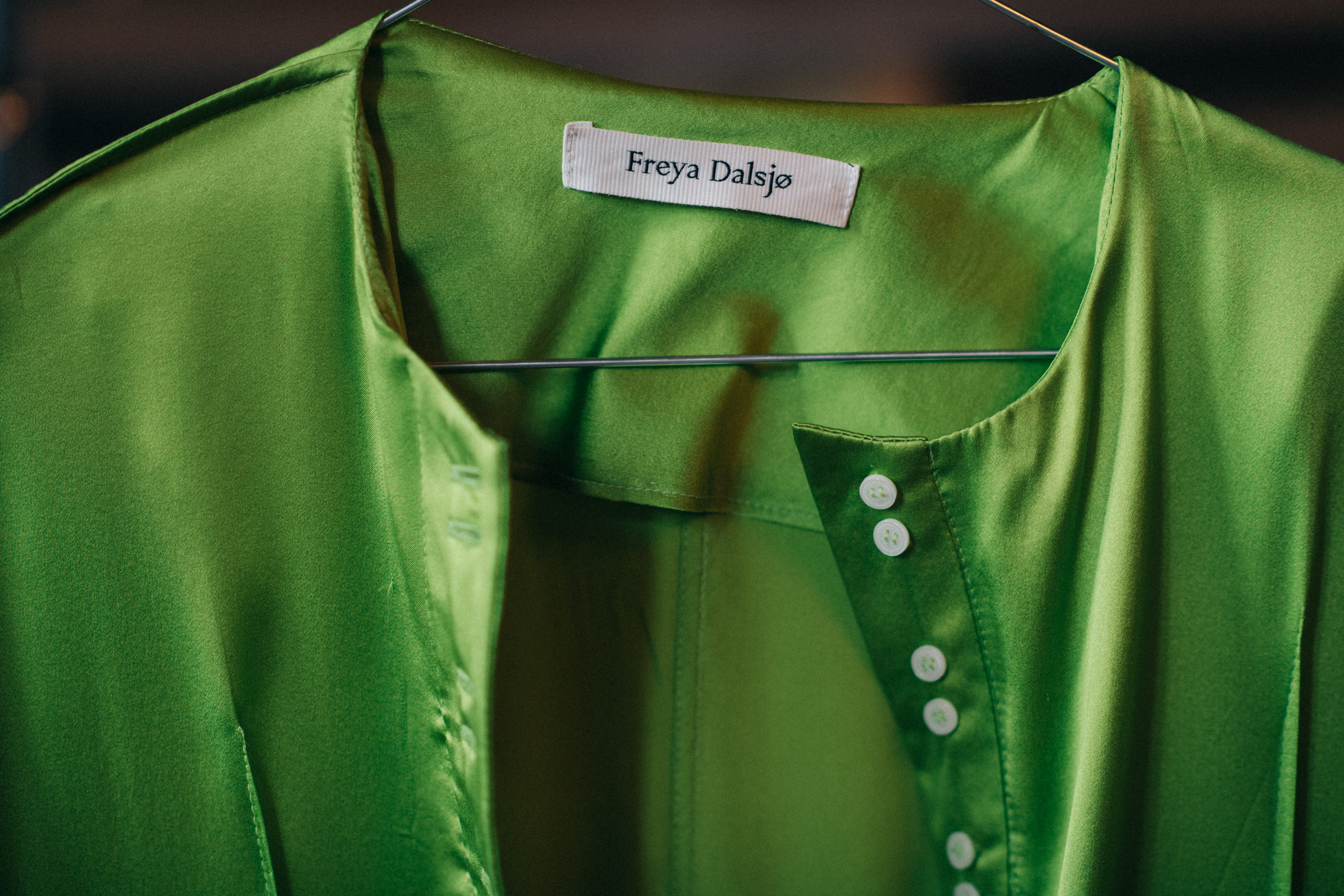 Bright green silk jacket
