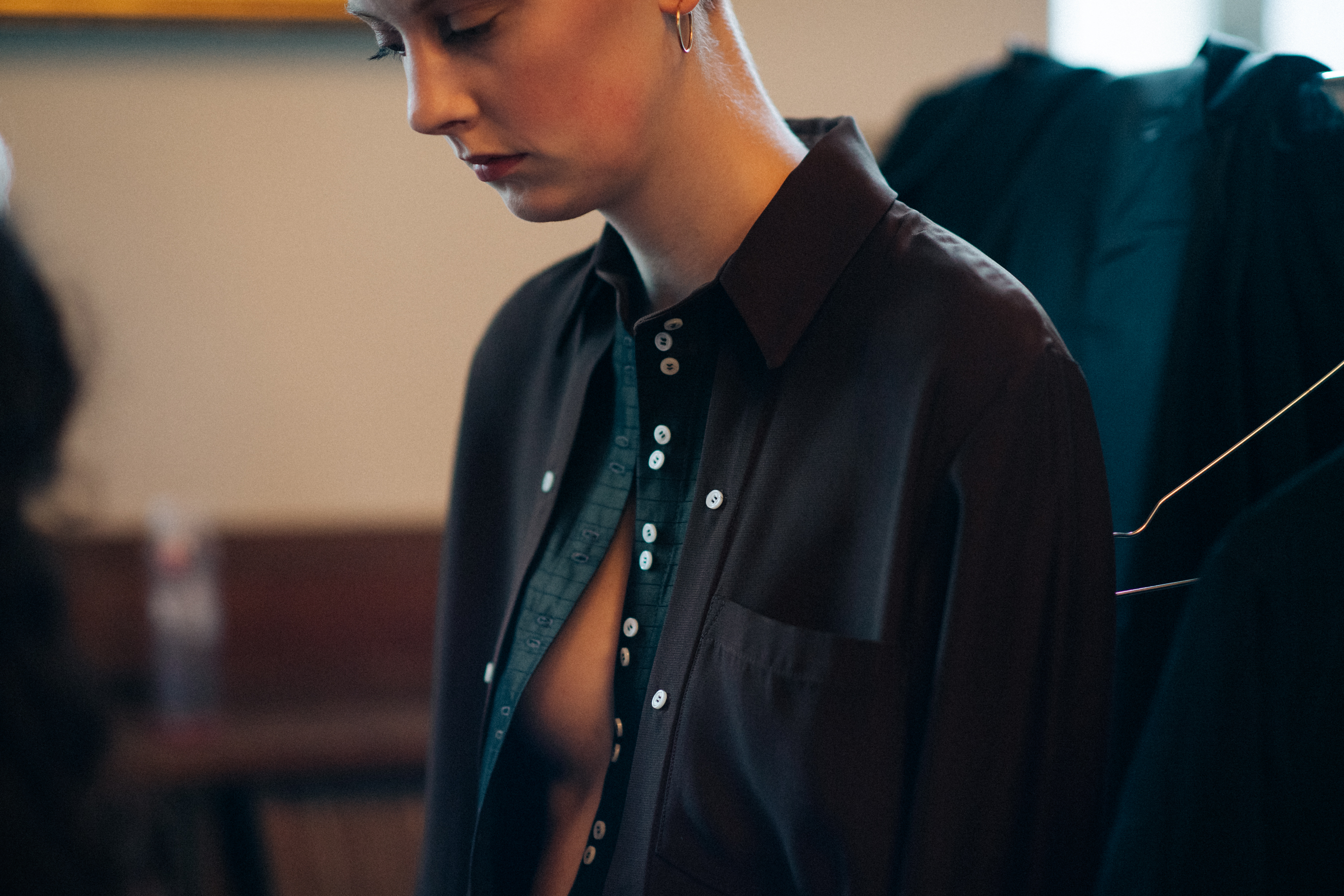 Model wearing black shirt