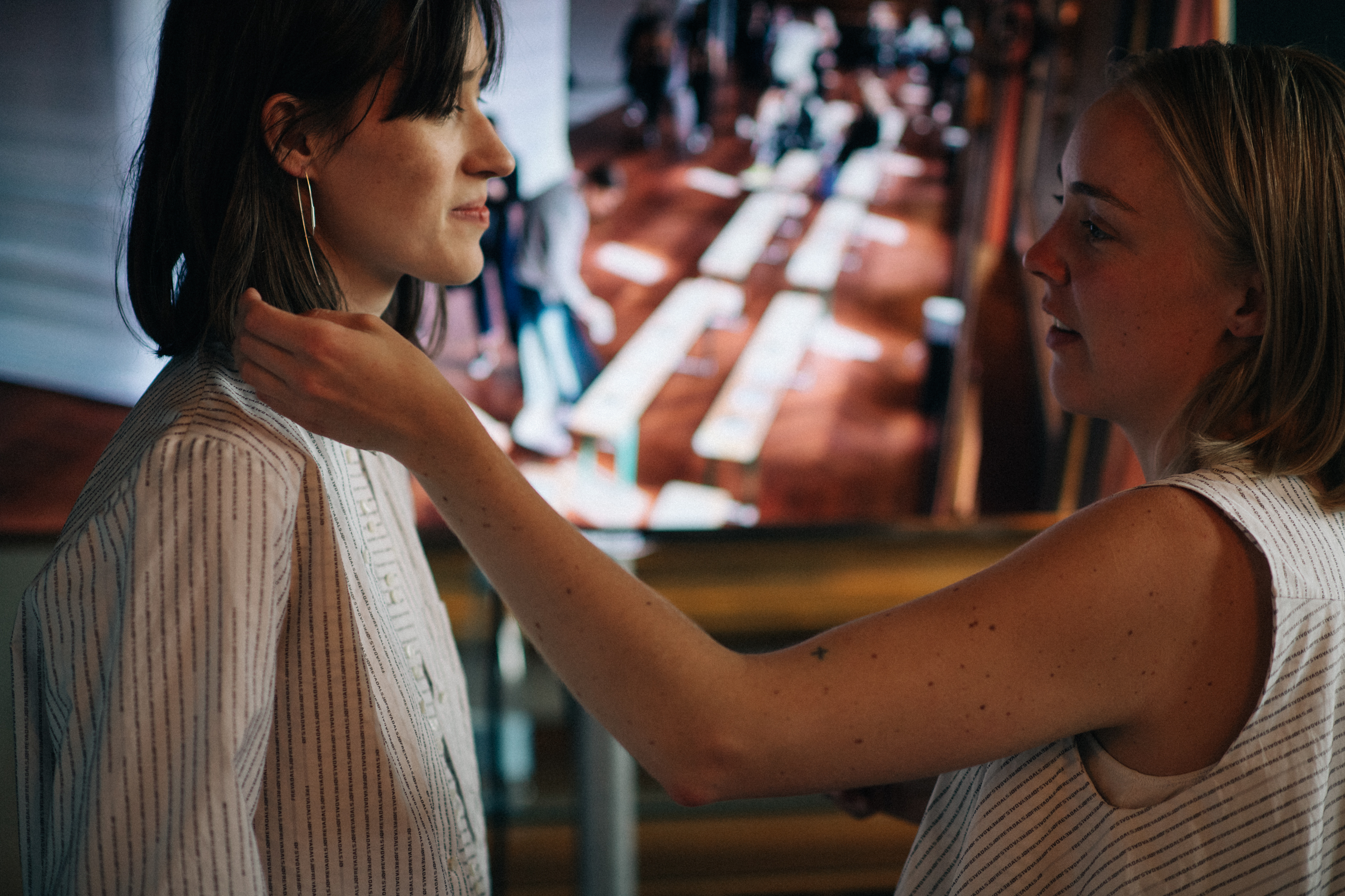 Model getting hair fixed