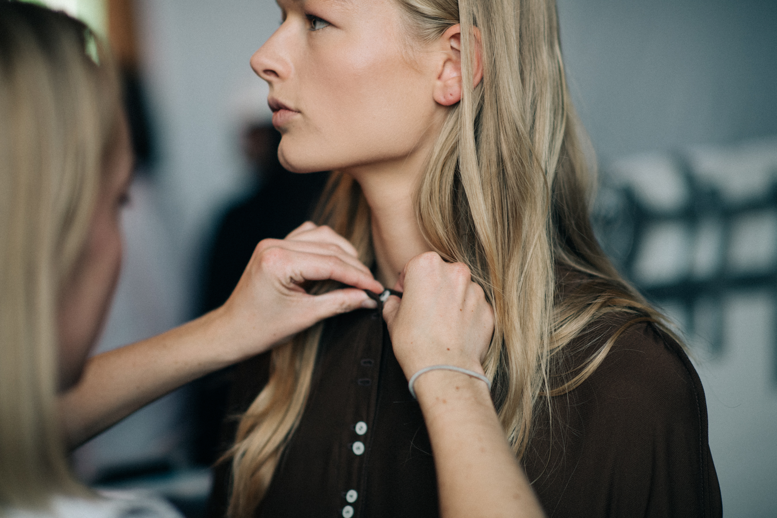 Danish model getting dressed