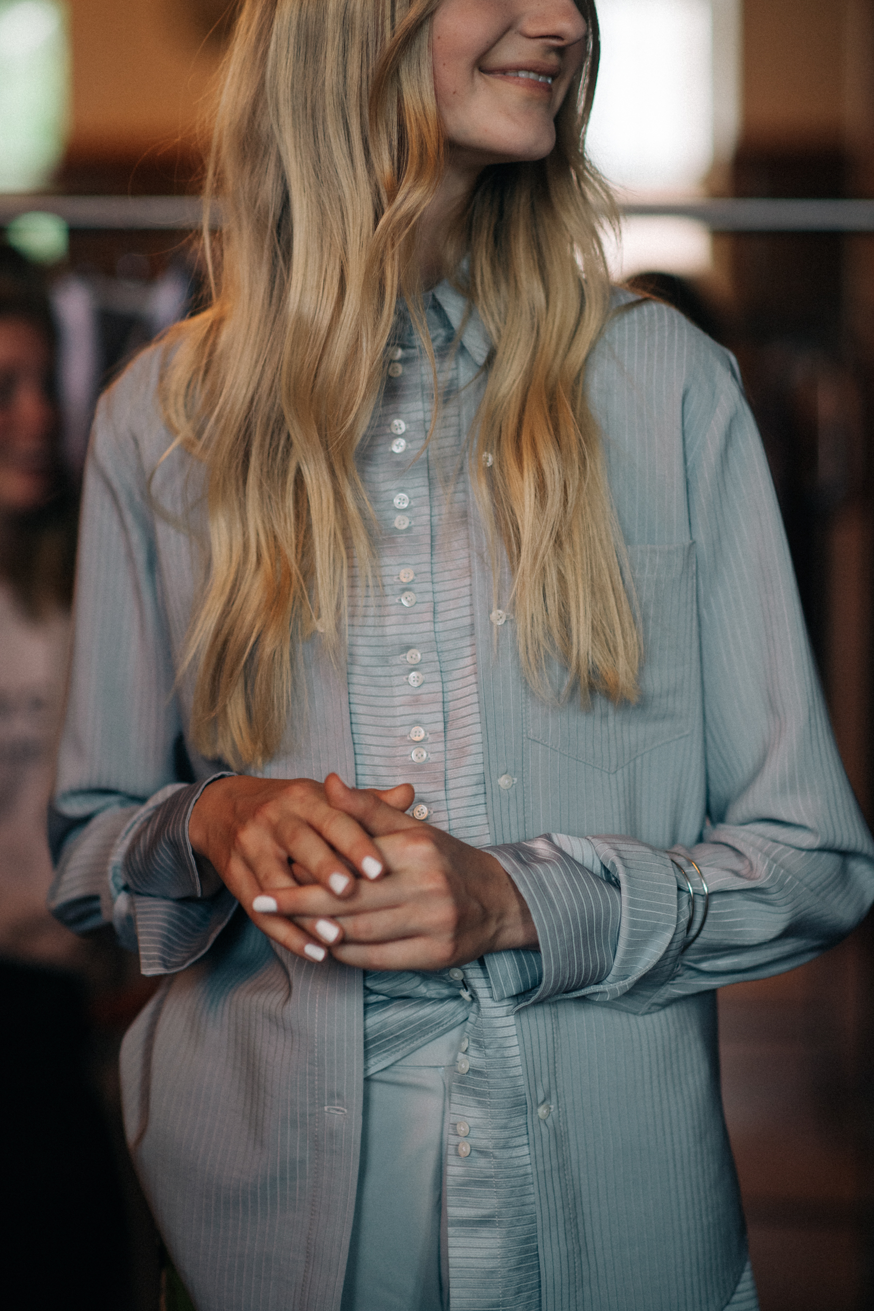 Dutch model wearing shirt dress