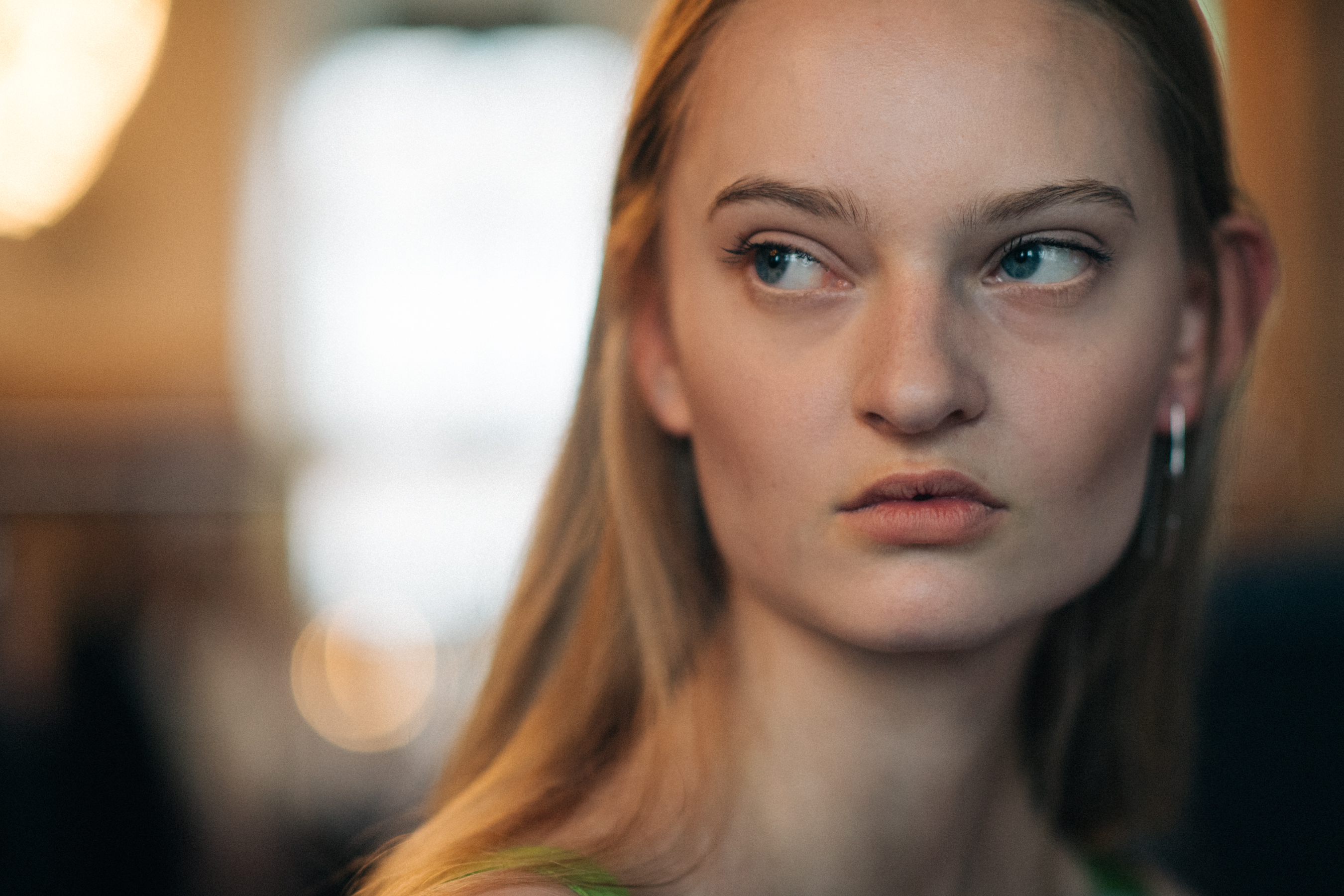 Blonde model before the show