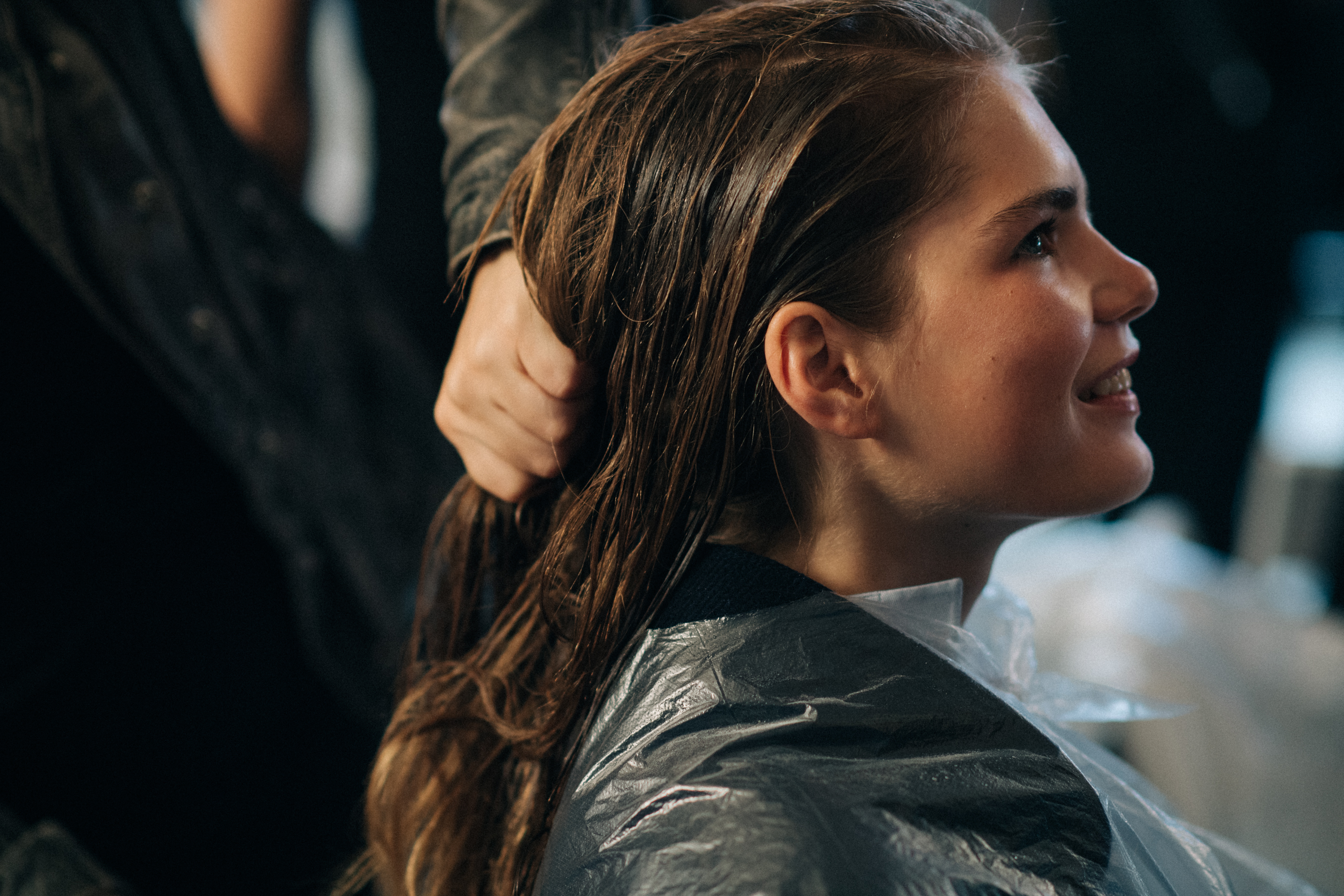 Danish model getting hair done