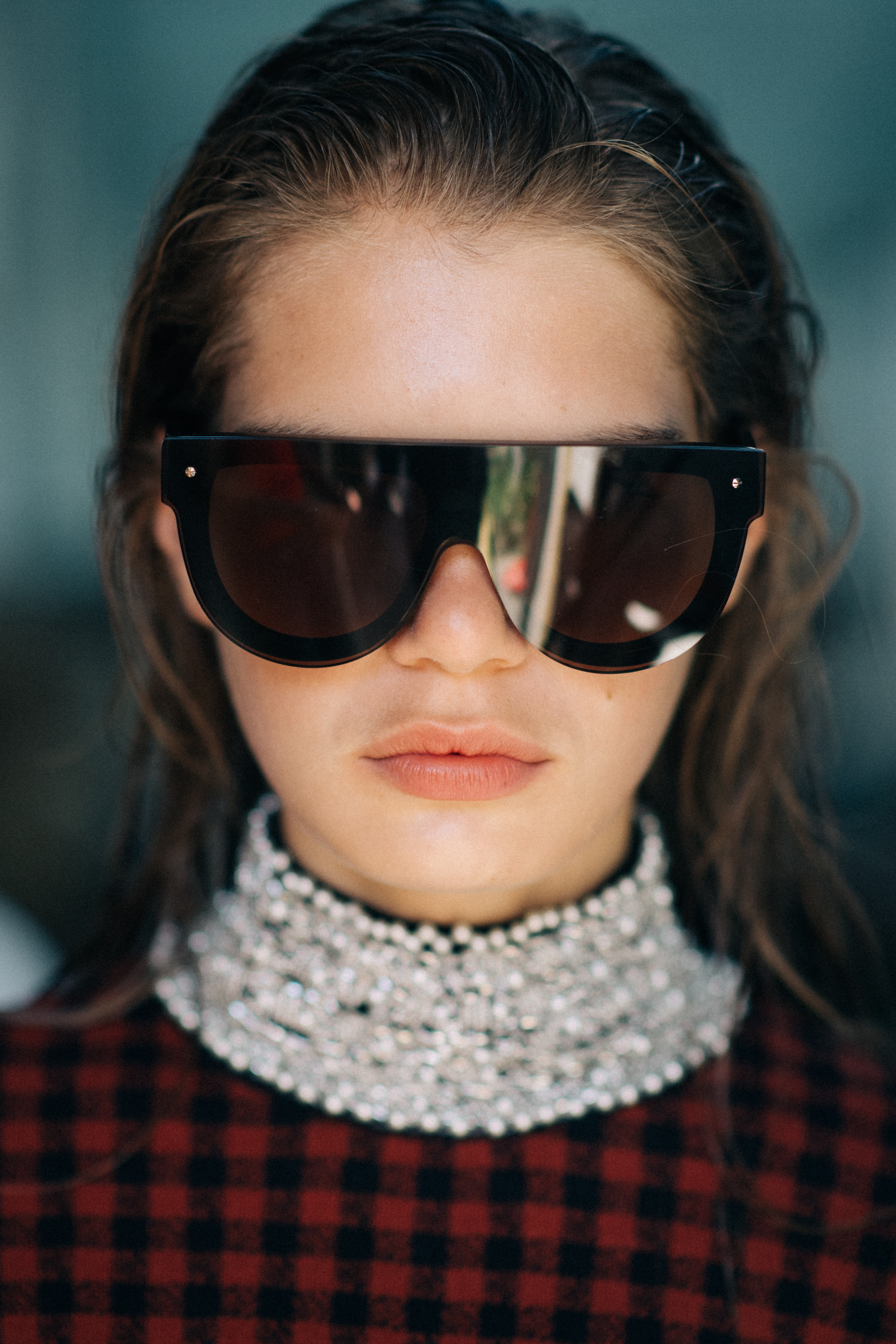 Portrait of a model wearing big glasses