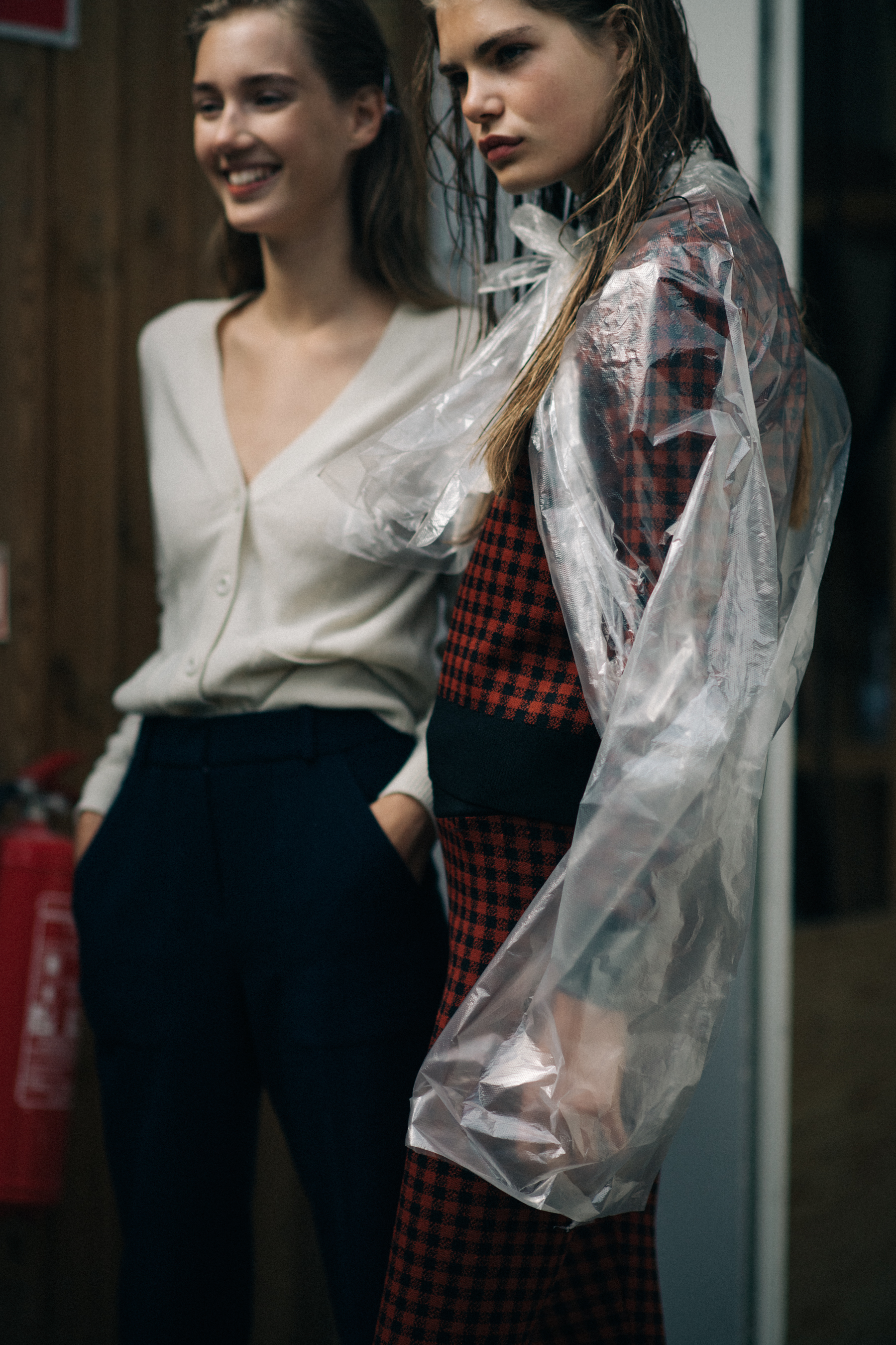 Two models dressed before the show