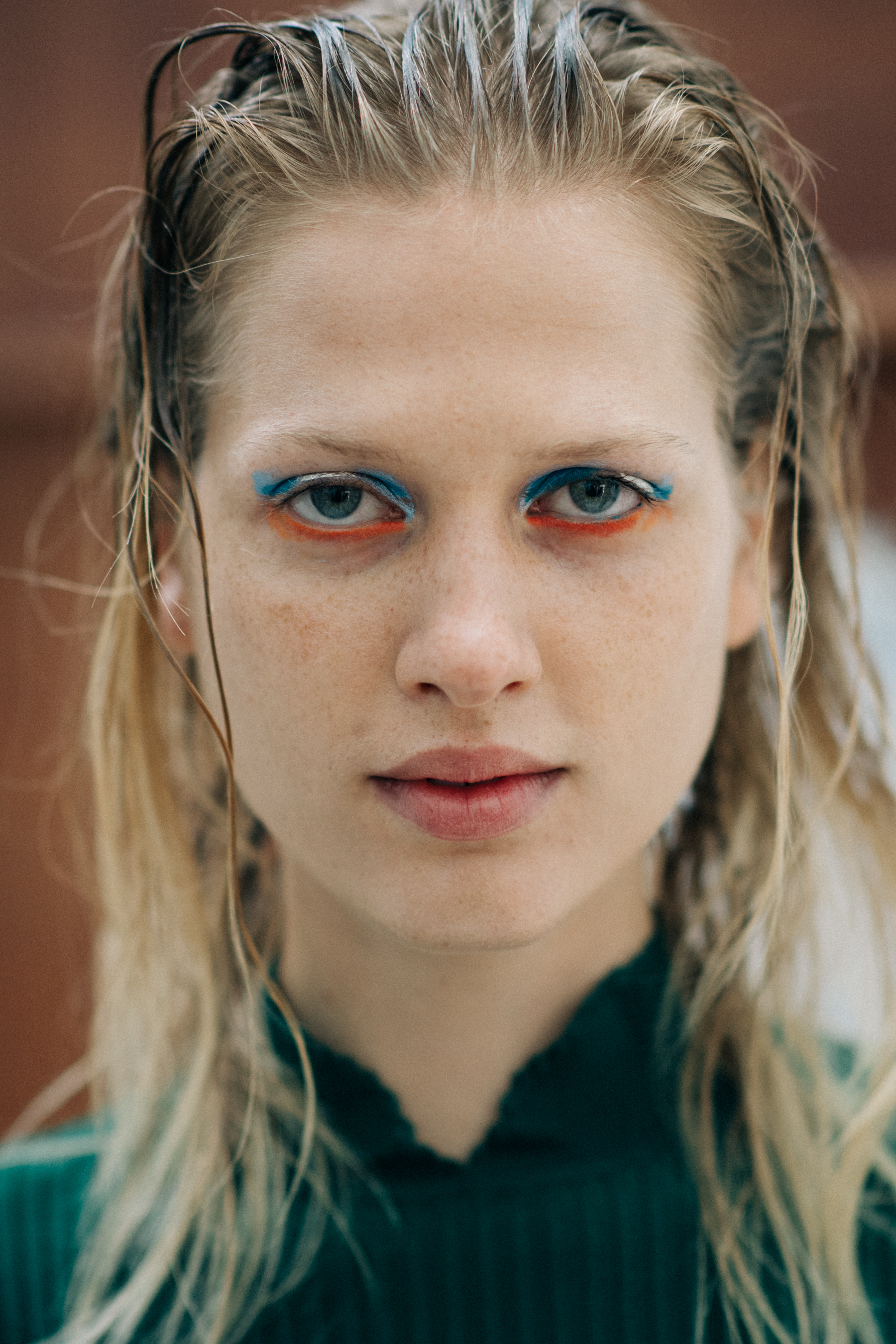 Portrait of a model with colourful models