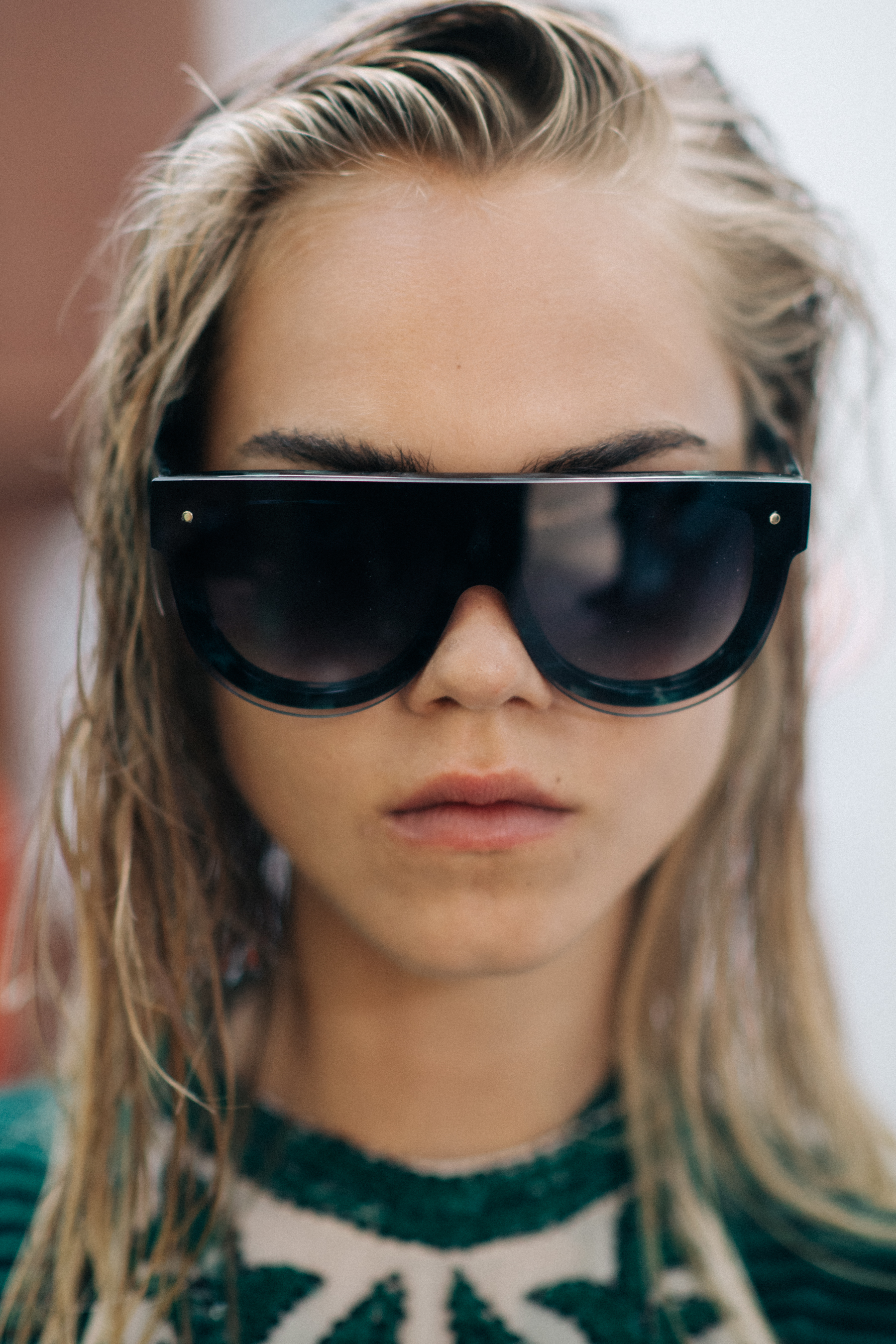 Portrait of Danish model big glasses