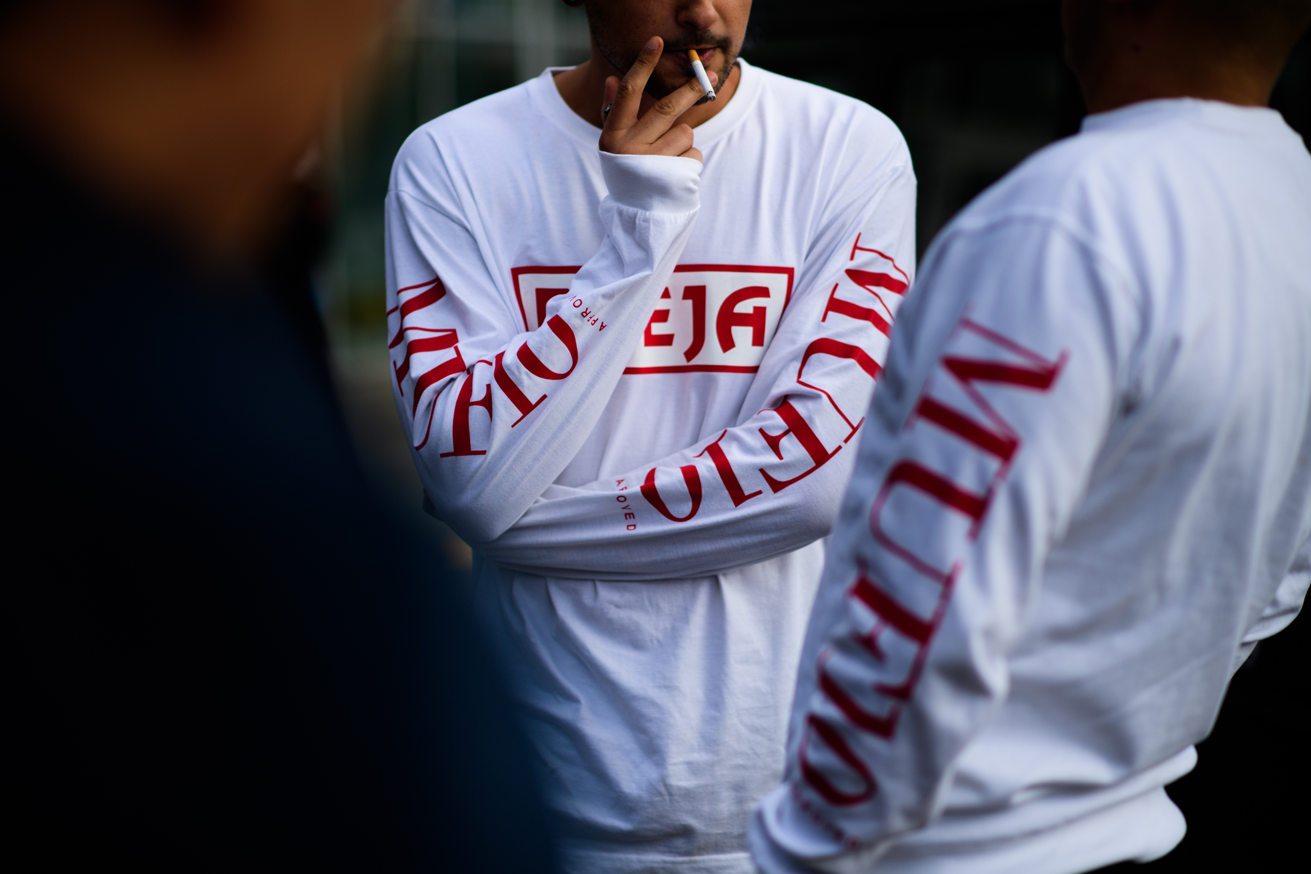 Man wearing MUF10 long sleeve