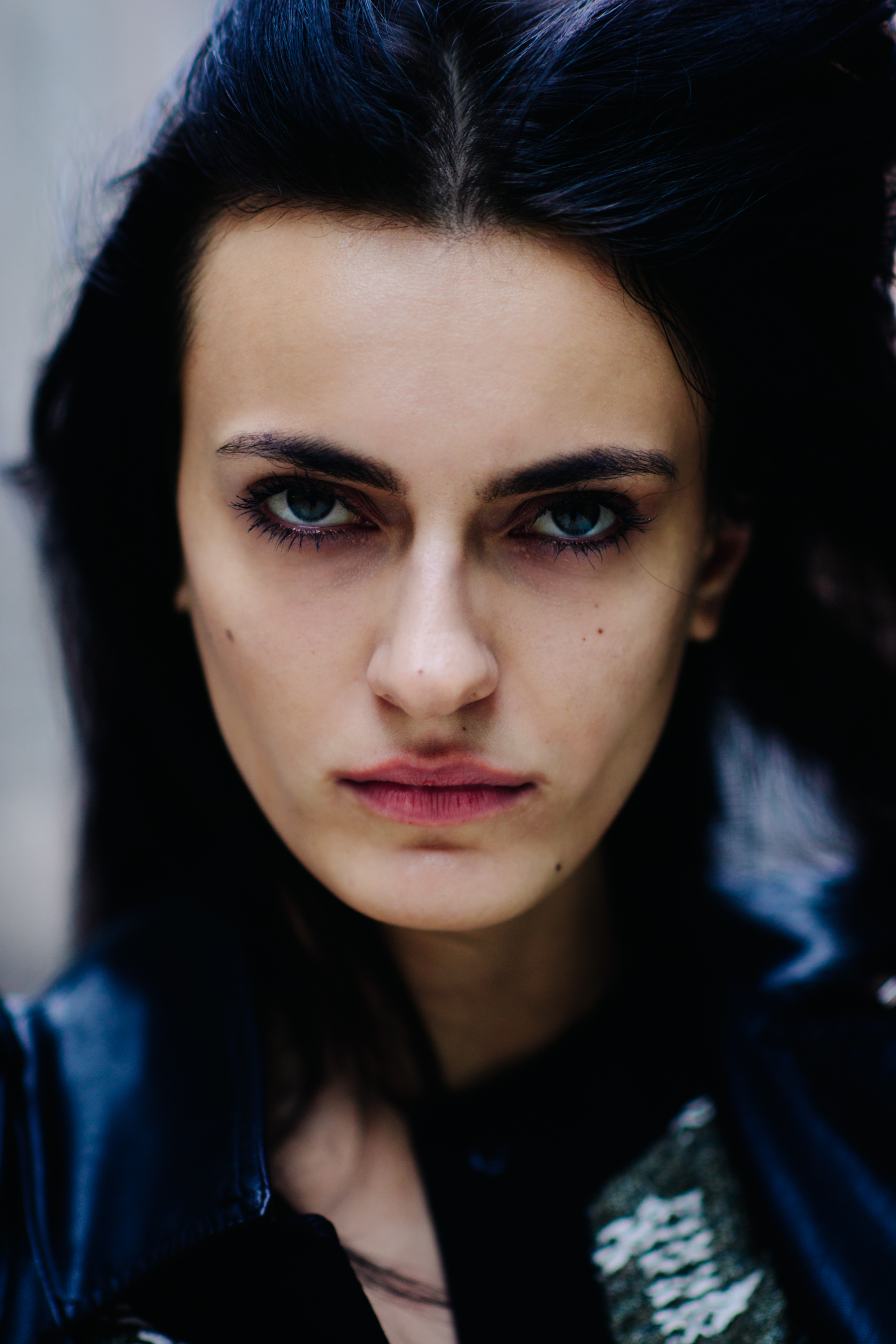 Portrait of a model with black hair