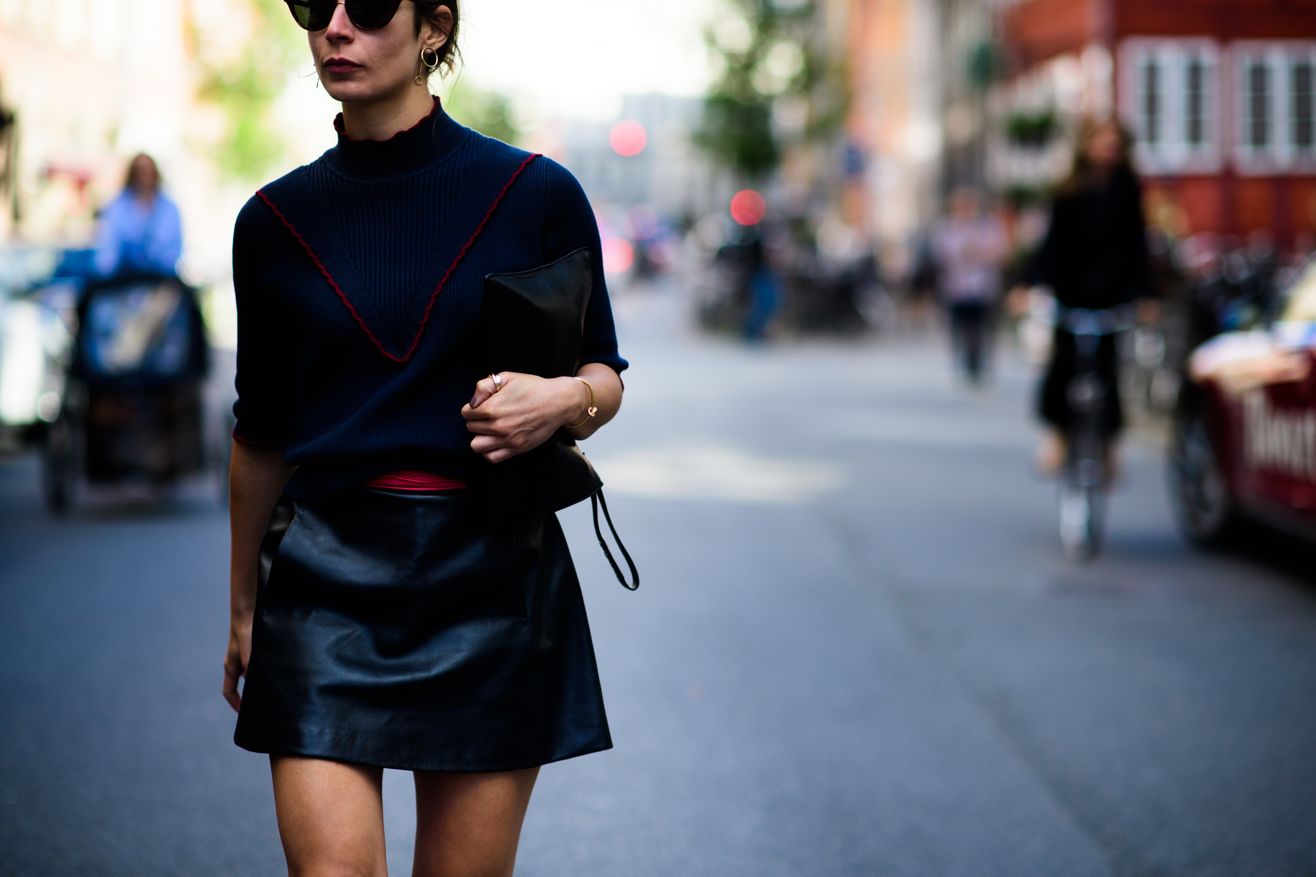 Norwegian blogger wearing leather skirt