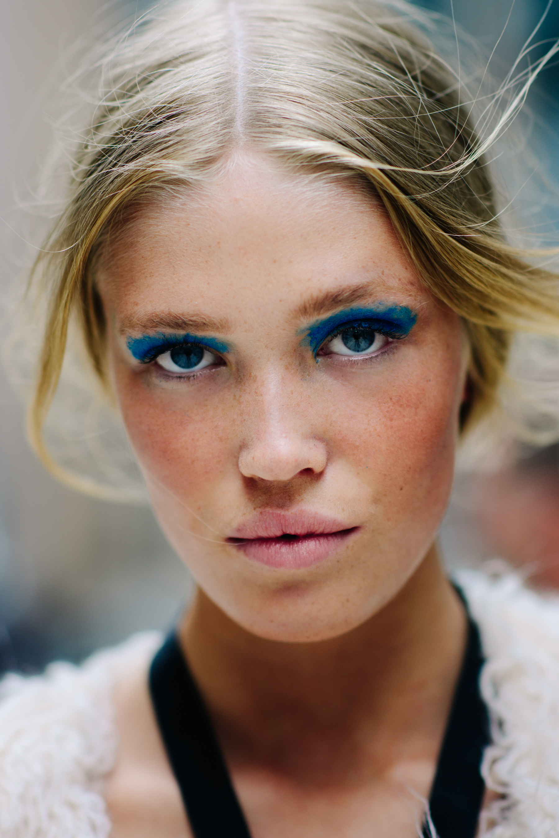 Portrait of a model with blue make up