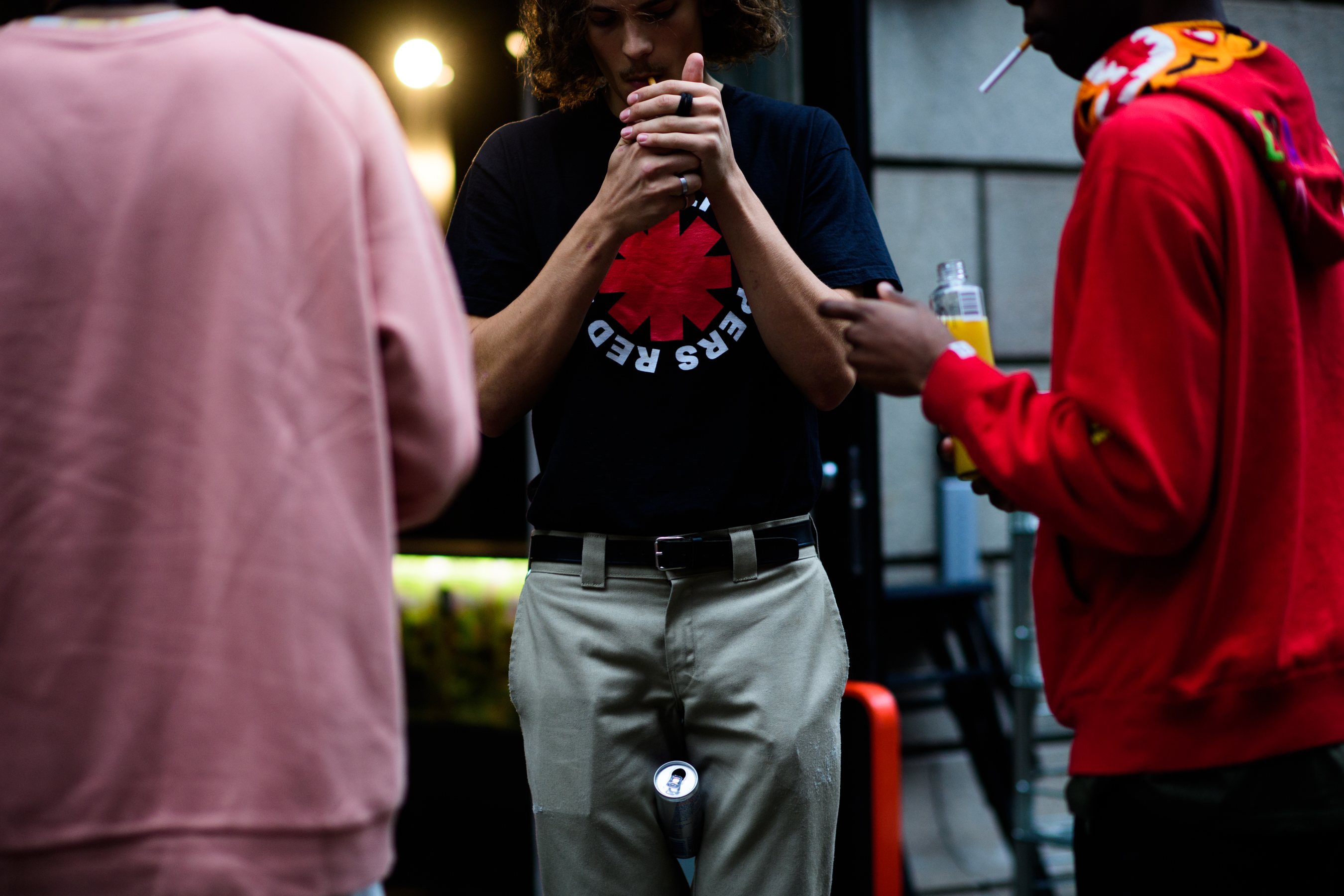Male model wearing rock band t-shirt
