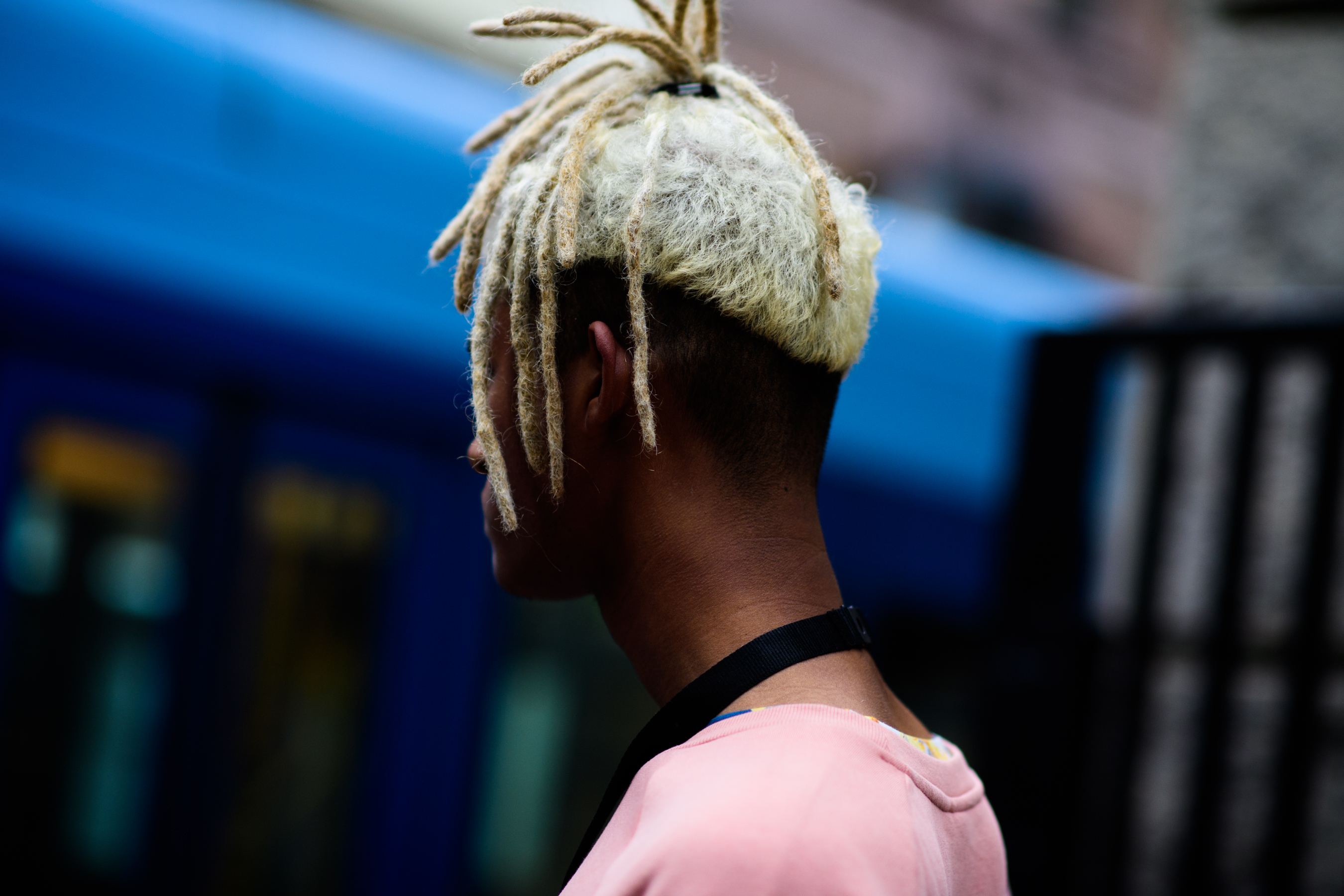 Man with white dreadlocks