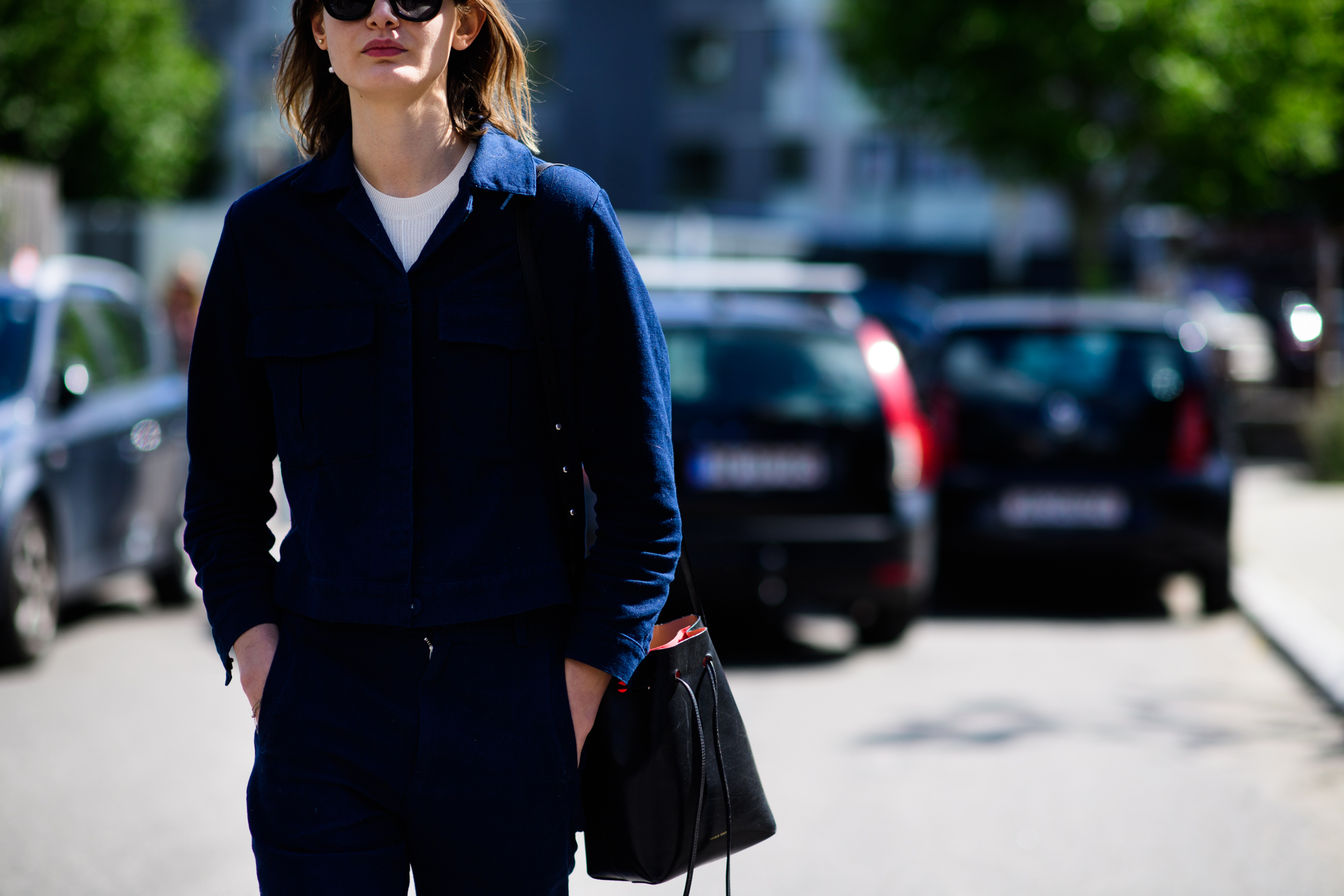 Woman wearing blue shirt