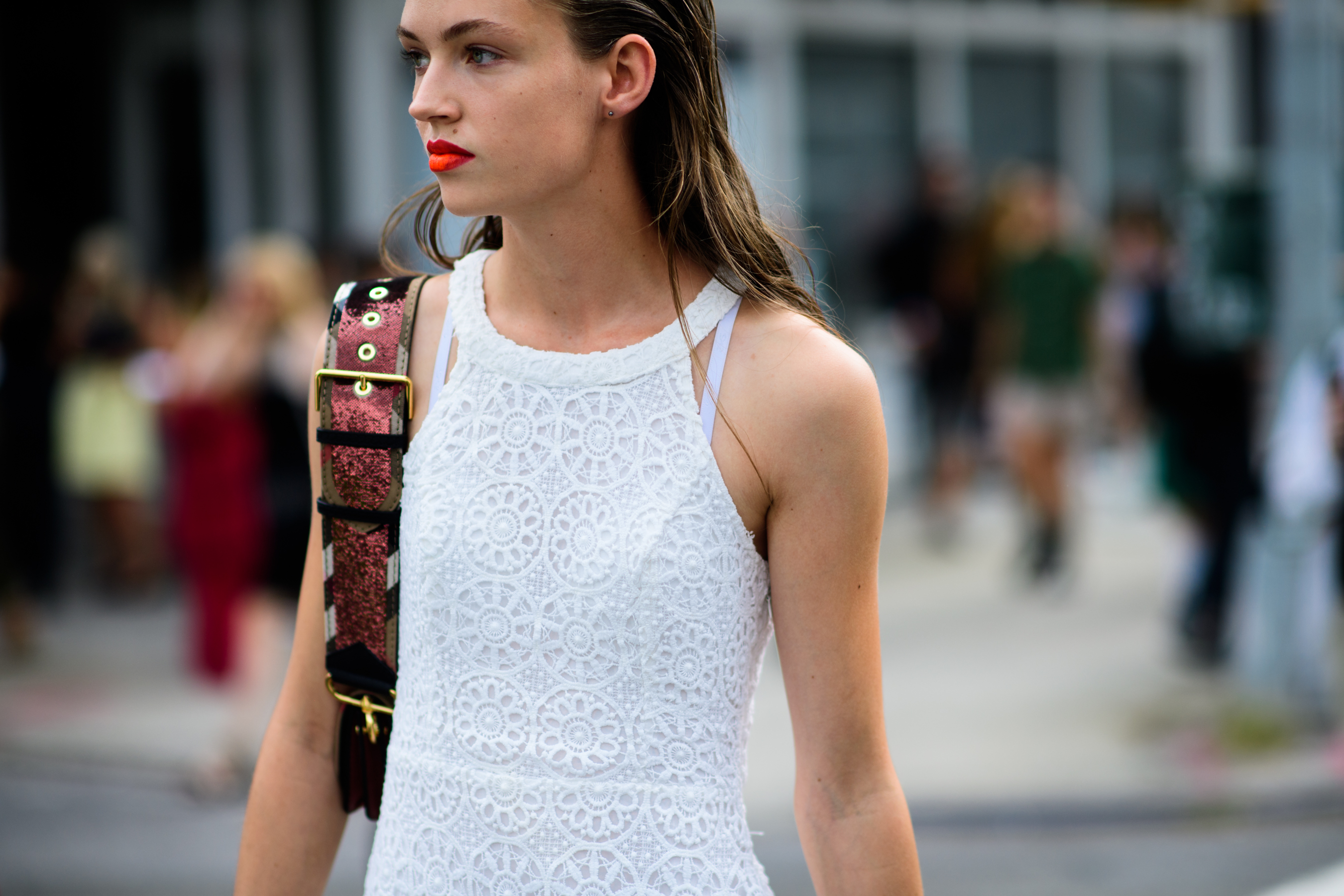 German model wearing white dress