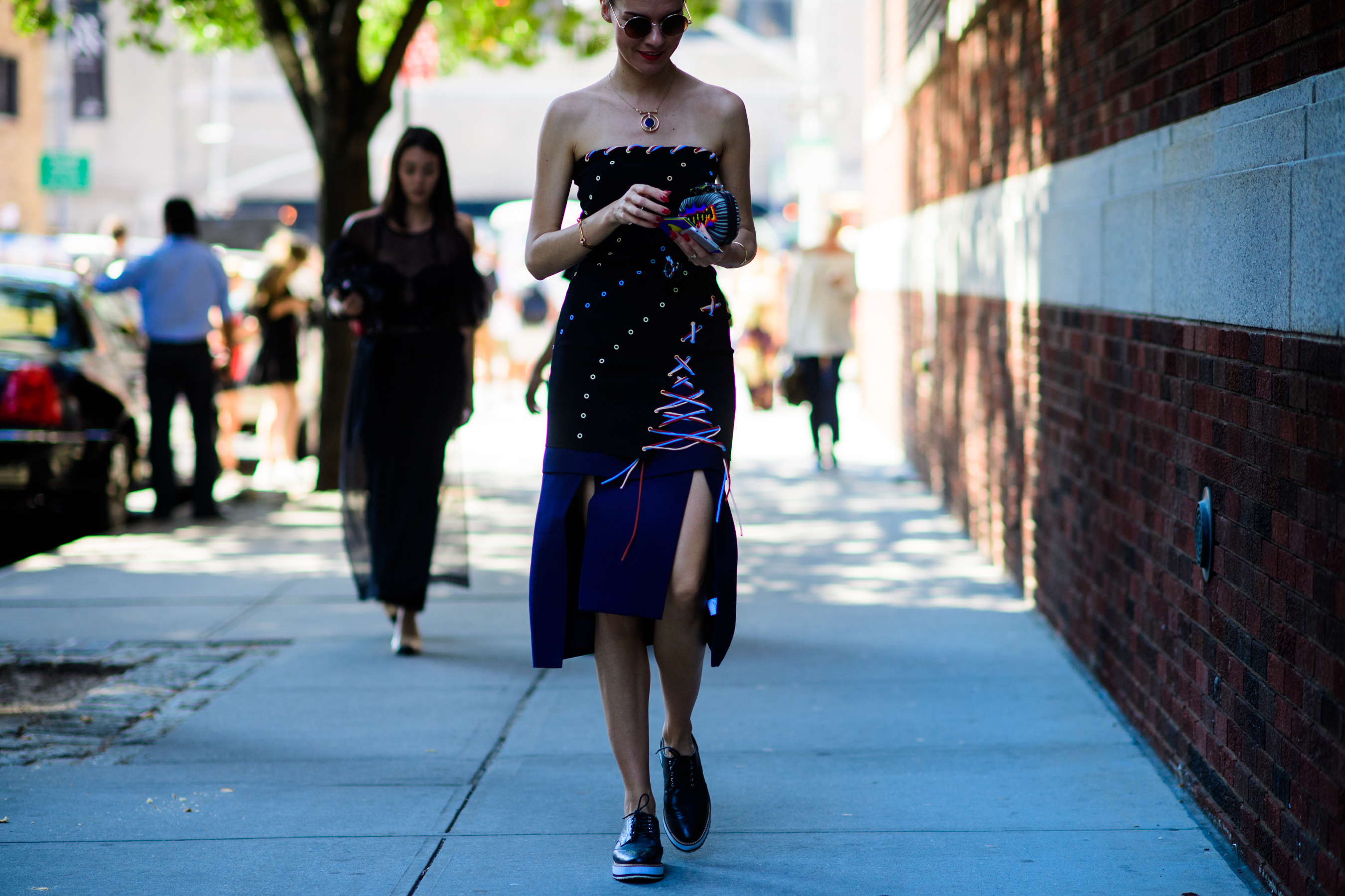 Woman wearing designer dress