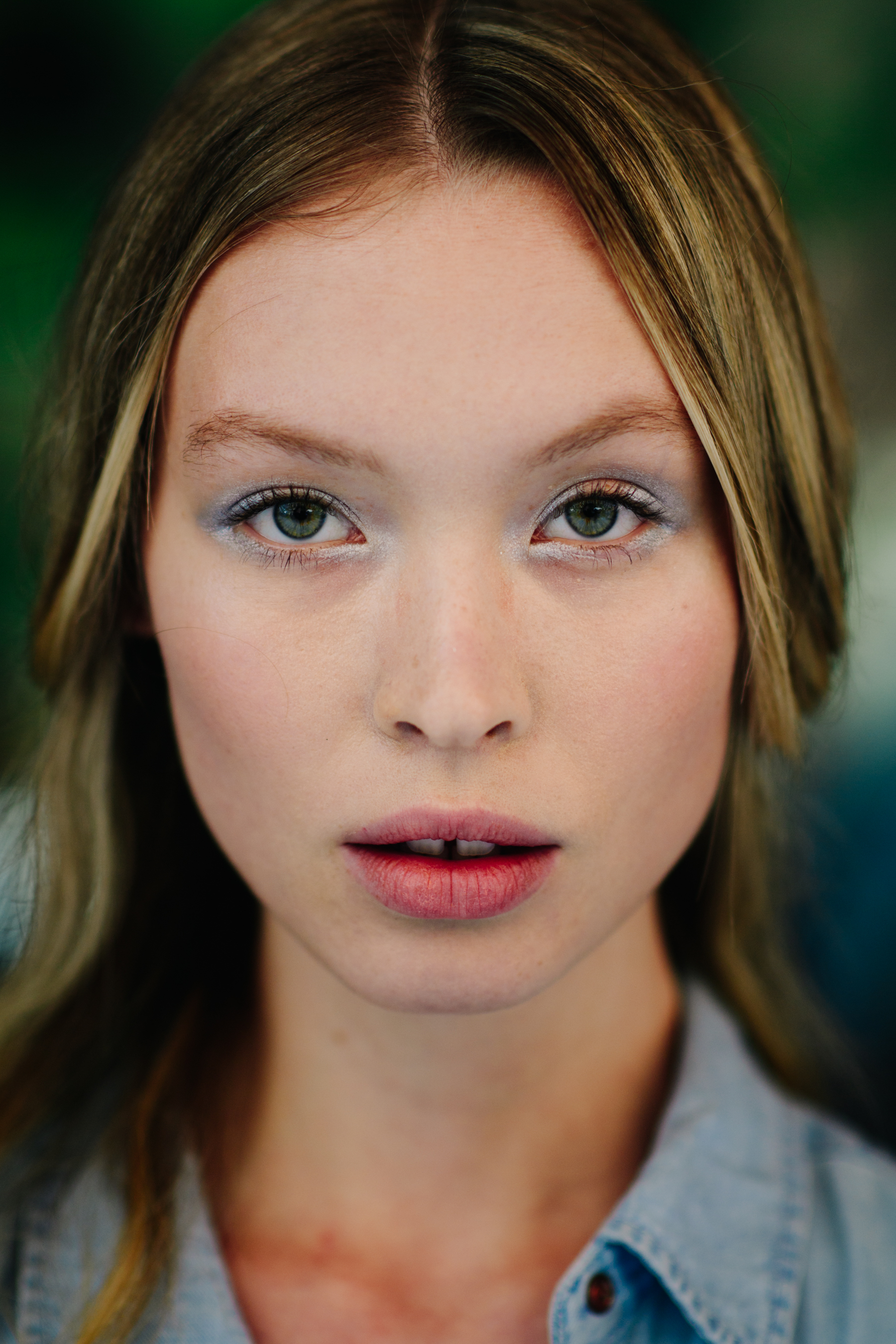 Portrait of a model with silver make up