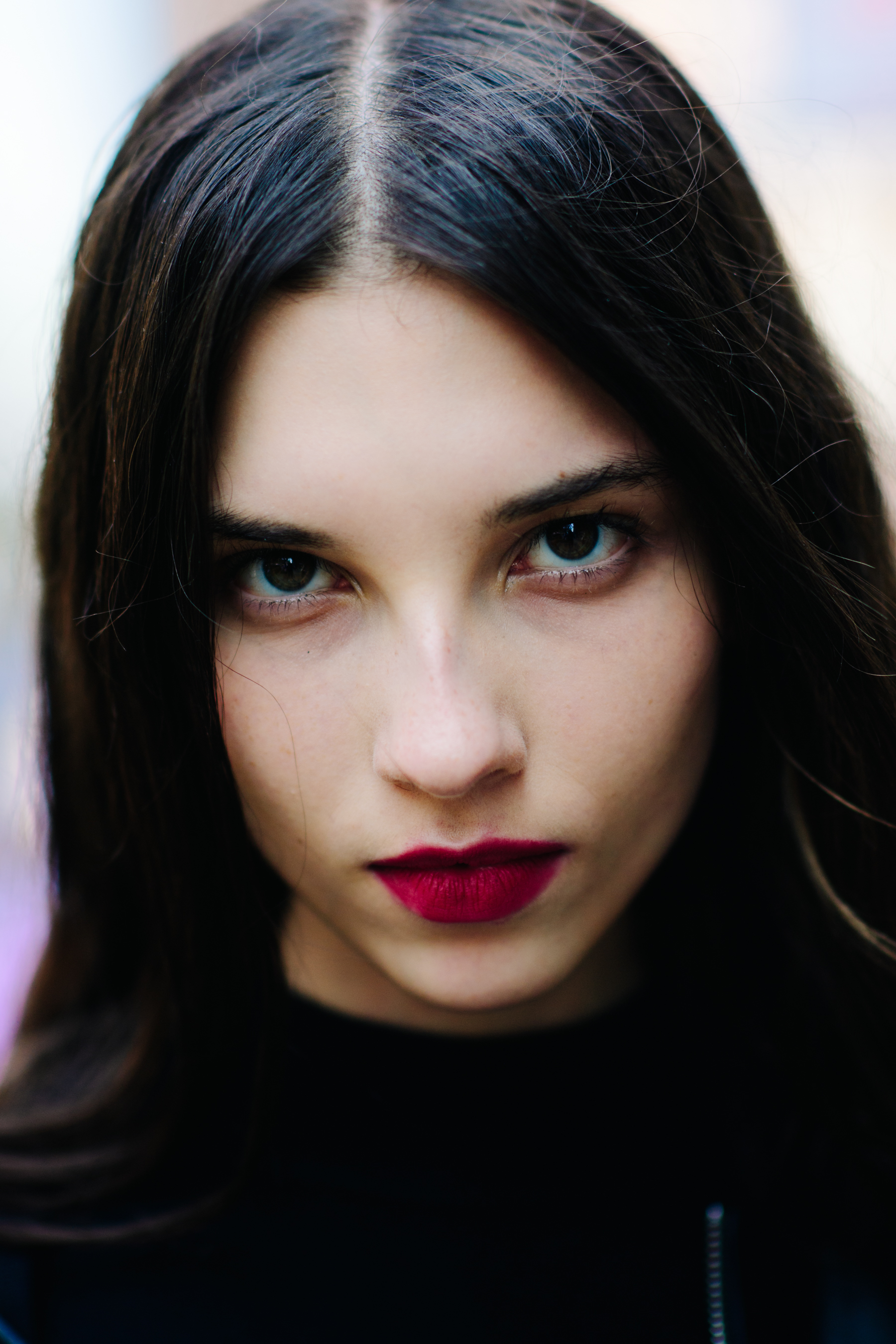 Portrait of a model with red lips