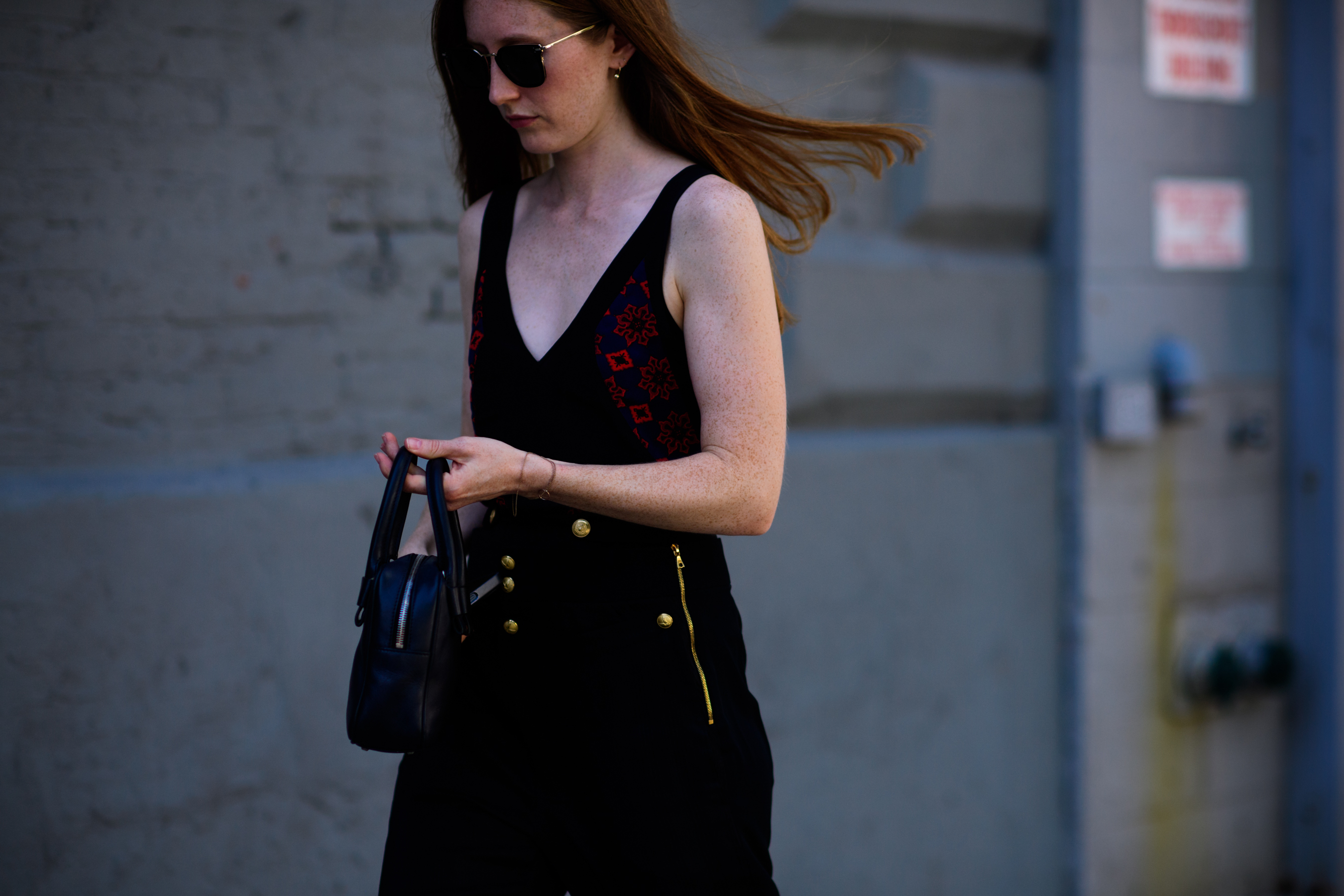 Woman with red hair after the show