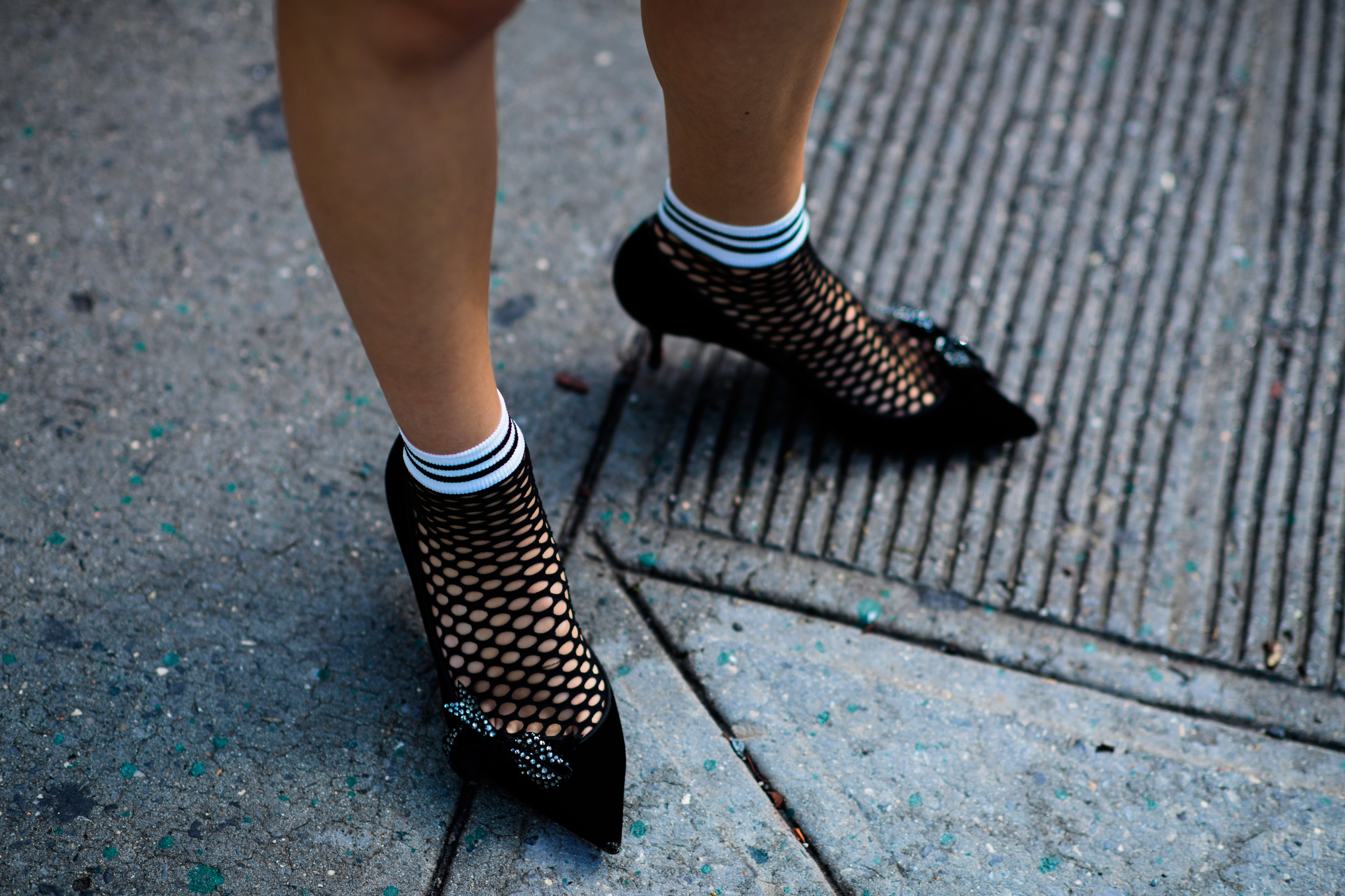 Woman wearing low heel shoes