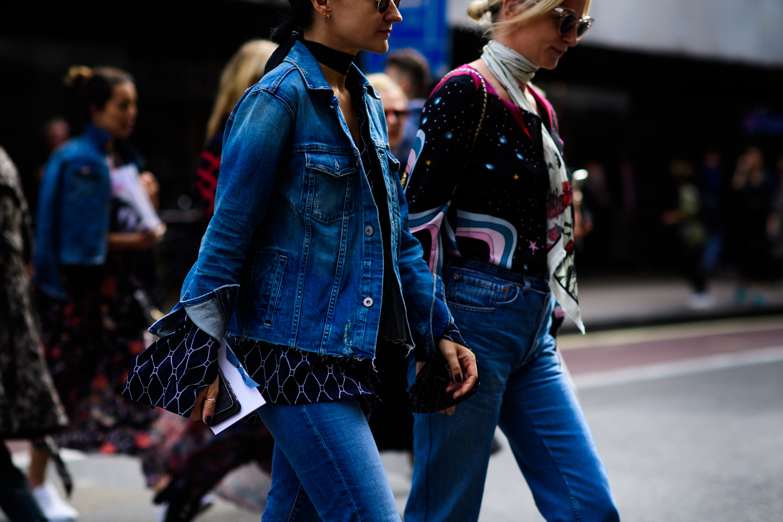 Two women wearing denim