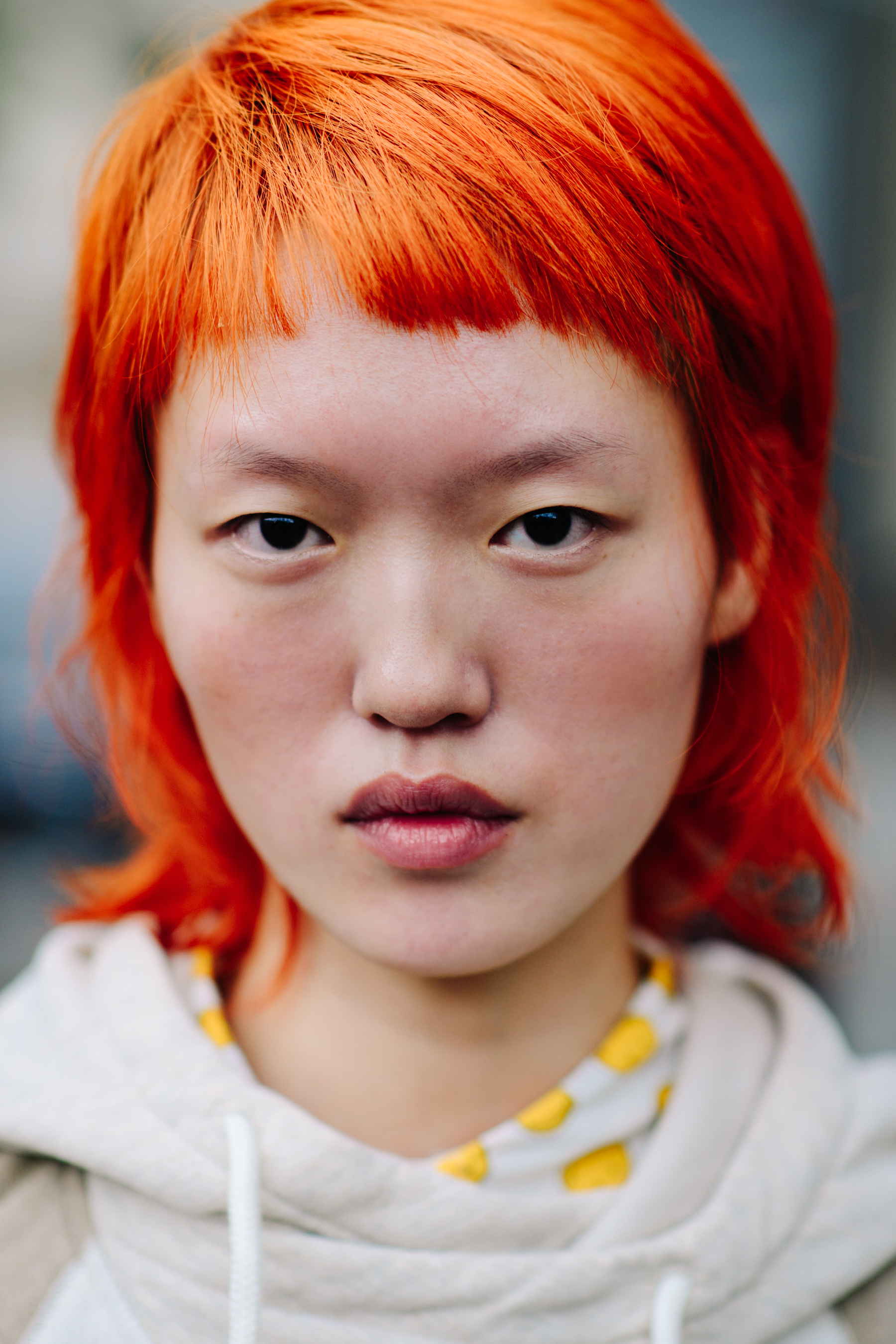 Portrait of Asian model with bright hair